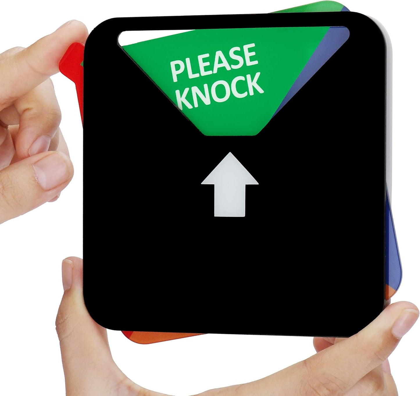 Kichwit Privacy Sign - Do Not Disturb, Out of Office, Please Knock, In a Meeting, Conference - for Offices, Squared Shaped, 4.9 Inch, Black