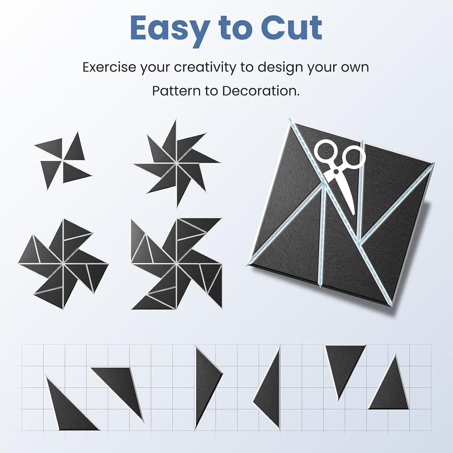 22 pack Acoustic Panels With Self-Adhesive, 12"X 12"X 0.4"Sound Proof Foam Panels, Sound Panels High Density, Soundproof Wall Panels for Home Studio Office- WhiteBase + BlackFace V1