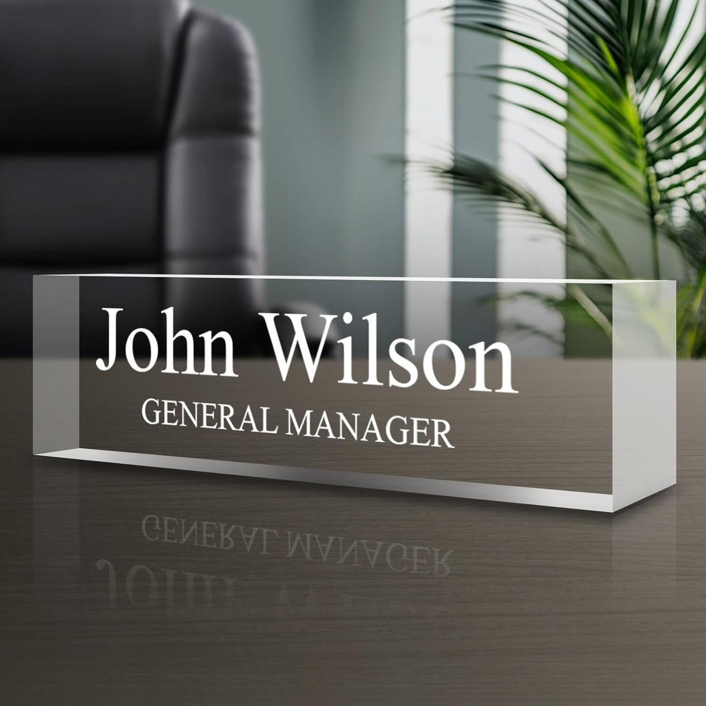 Personalized Name Plate for Desk - Custom Engraved Name Plates for Man - Boss Day Gifts for Boss - Acrylic Office Decor Appreciation Gifts for Teacher Nurse Coworker Social Worker (Transparent - 1)