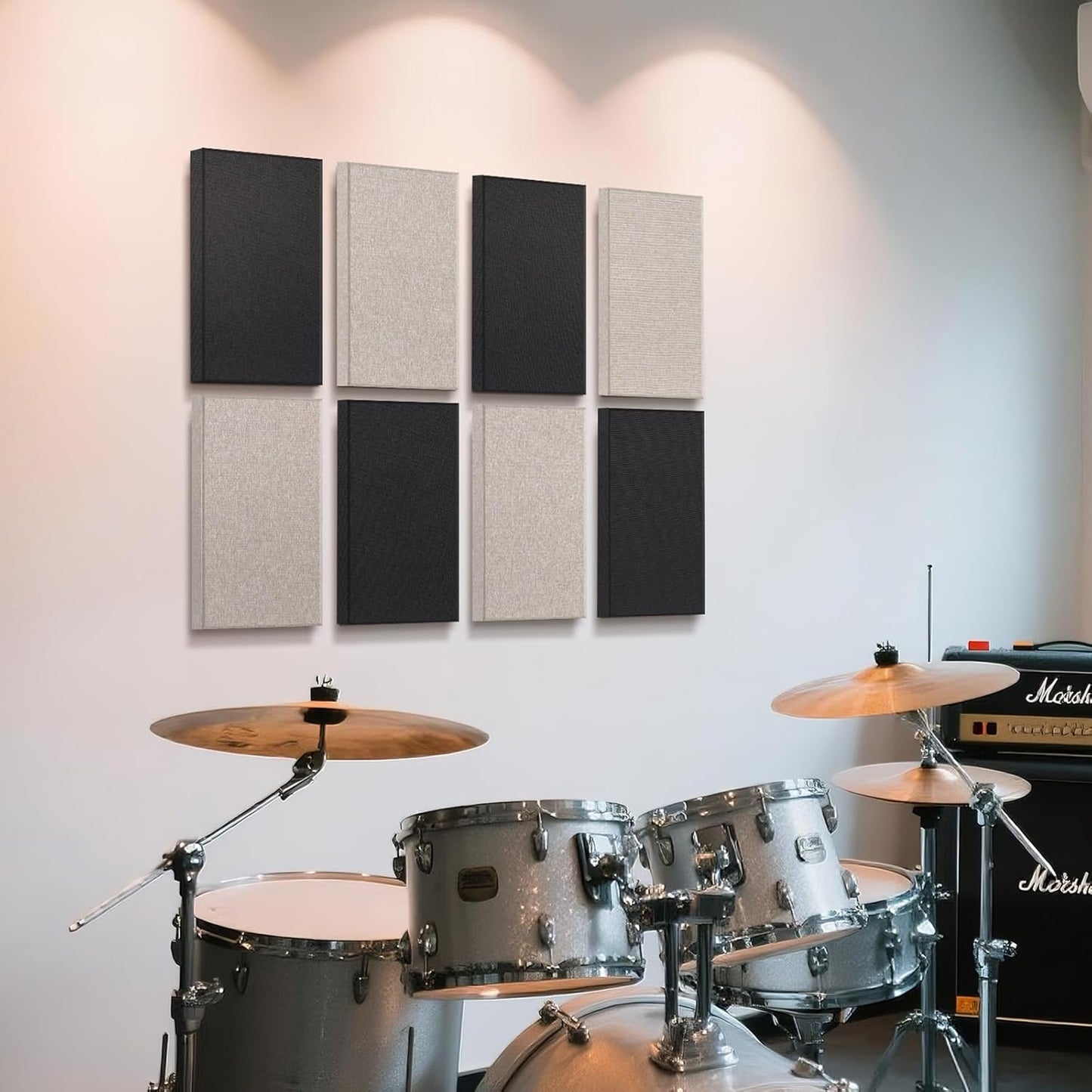UMIACOUSTICS 4 PCS Acoustic Panels with Hanging Brackets, 2” Thick Fiberglass Sound Proof Panels Removable for Studios, Office, Home Theater Wall- Linen