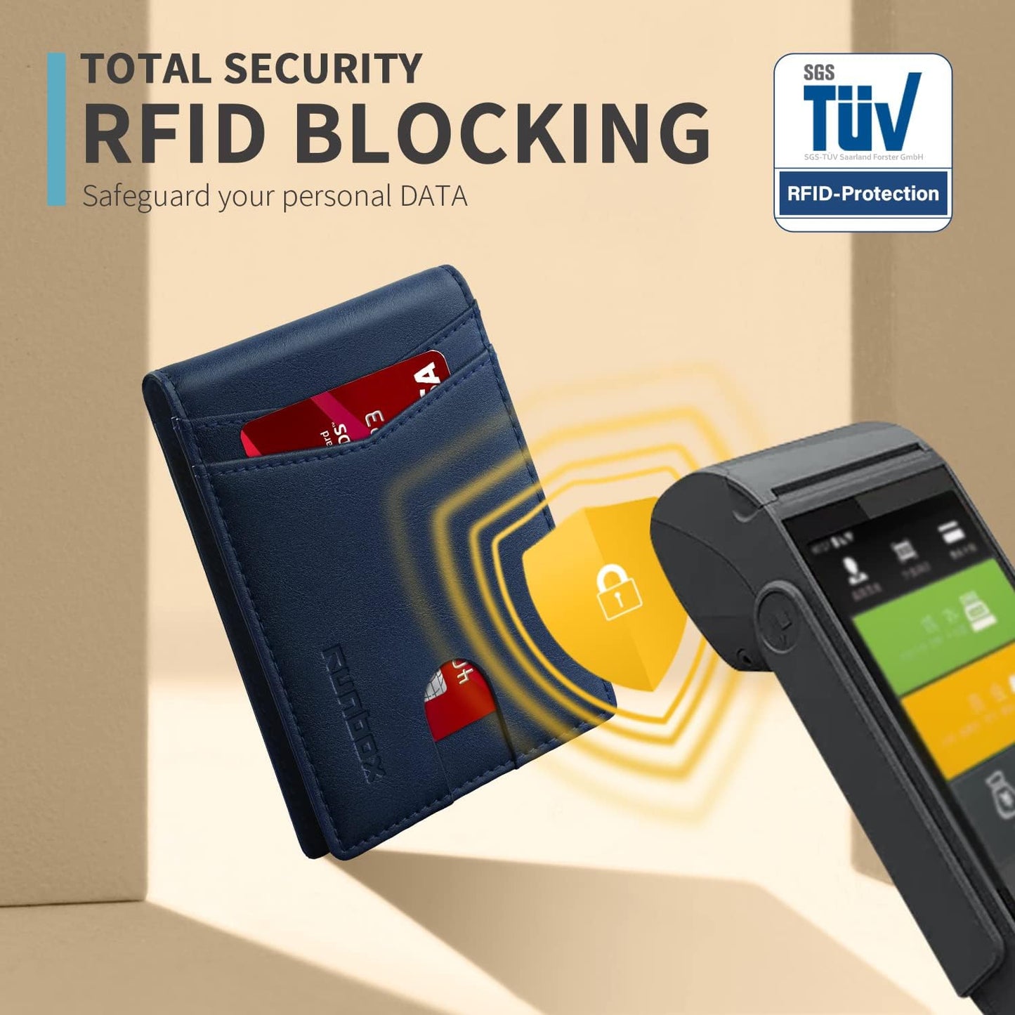 RUNBOX Wallet for Men Slim Rfid Leather 2 ID Window With Gift Box