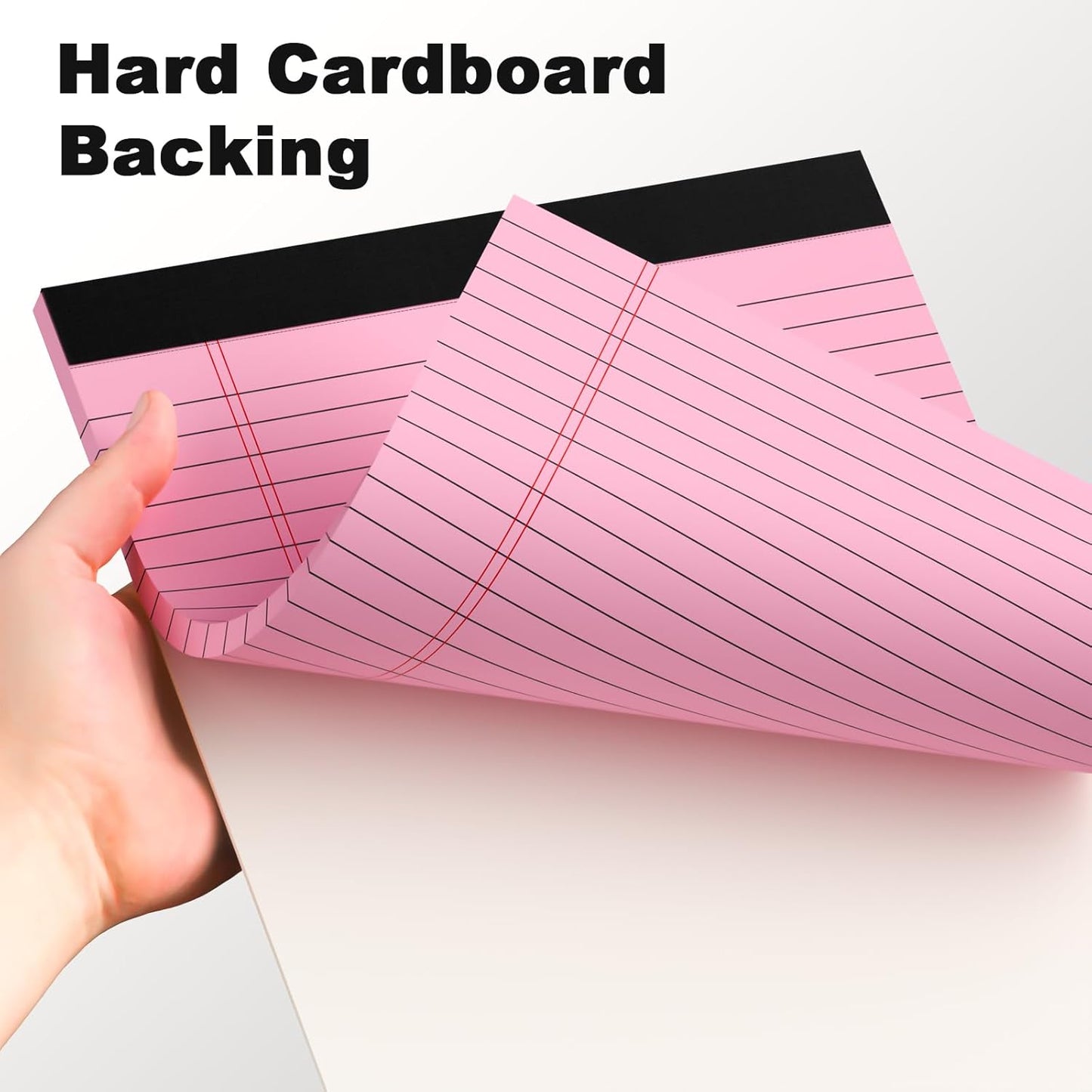 Pink Legal Pad Note Pads 8.5 x 11 inch, Wide Ruled Clear Print Writing Pads 30 Sheets/Pad, 20lb Colored Paper, Perforated Notepad with Sturdy Back (3 Pads Pink)