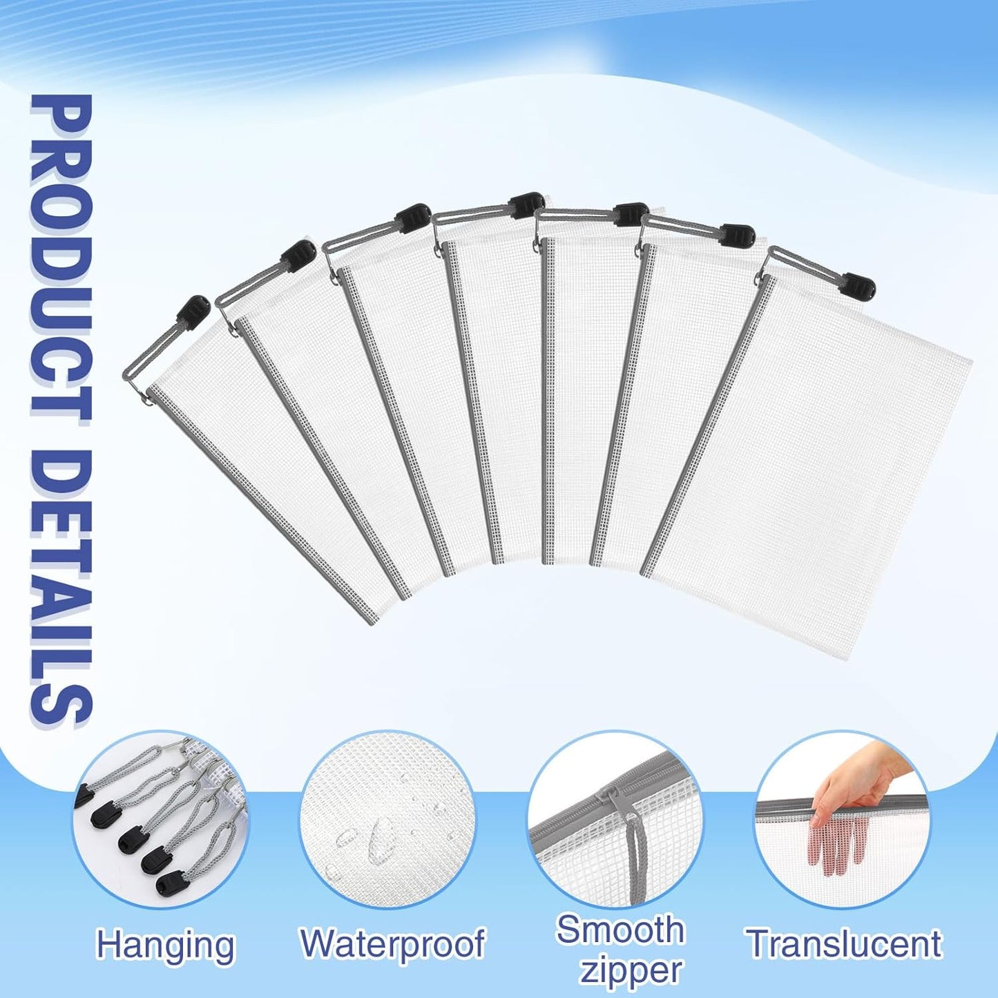 Jetec 32 Pcs Mesh Zipper Bags Toy Storage Bikini Organizer Bag Bolsas Para Guardar Trajes De Baño Waterproof Zipper Reusable Pouch Puzzle Multipurpose for Storage Office(Grey,7.5 x 5 Inch)