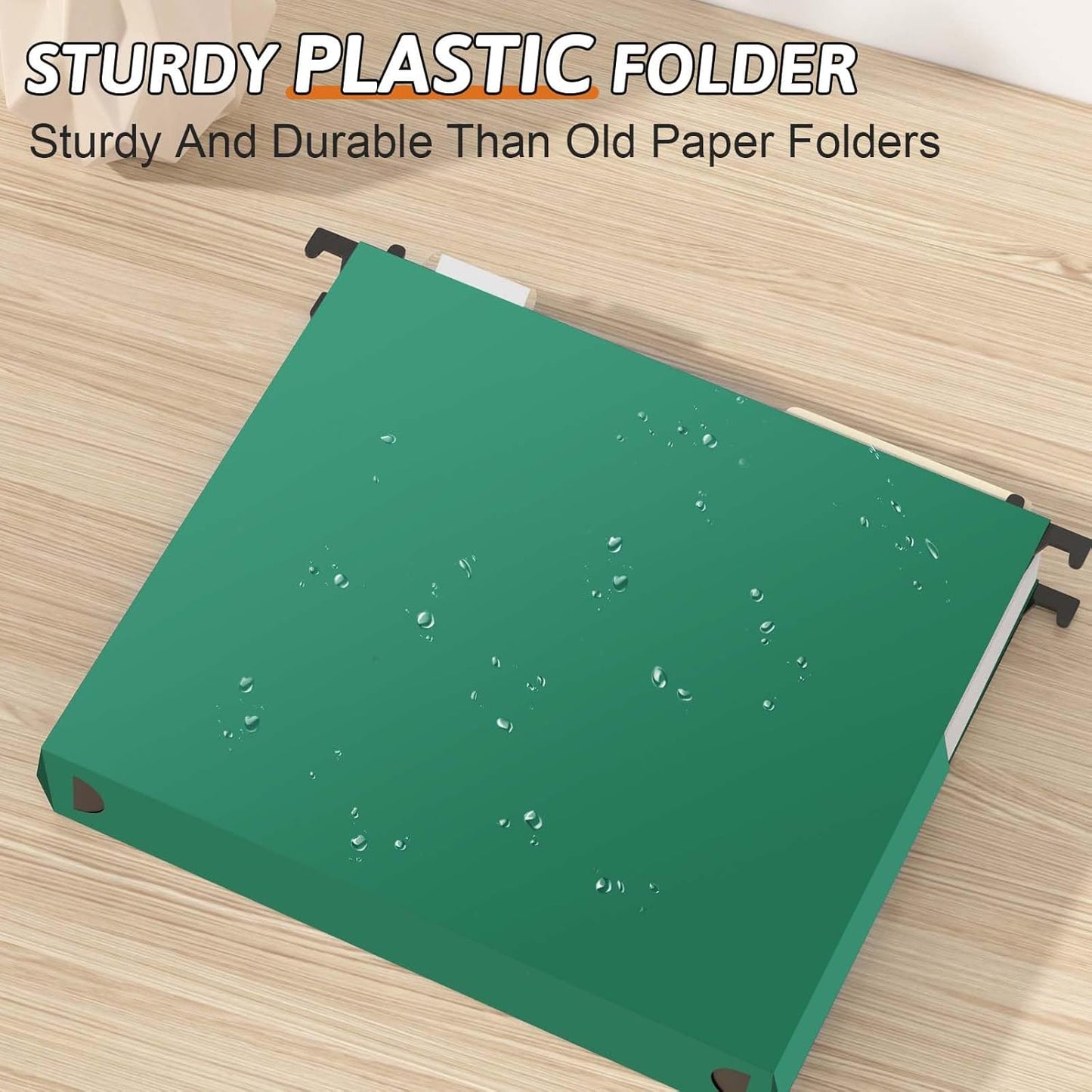 Plastic Hanging File Folders Expandable,12 Pack Heavy Duty Hanging File Folder Letter Size,2 Inch Expansion Extra Capacity Folders,Adjustable Tabs,Green Hanging Folder Designed for Bulky Files