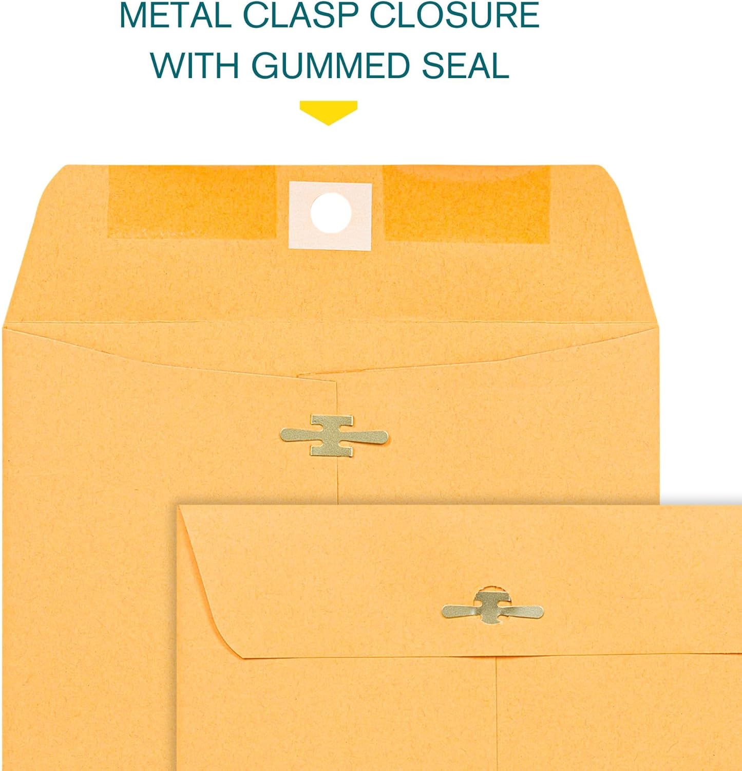 6x9 Clasp Envelopes – 100 Pack Brown Kraft Catalog Envelopes with Clasp Closure & Gummed Seal – 28lb Heavyweight Paper Mailing Manila Envelopes for Home, Office, Business, Legal or School