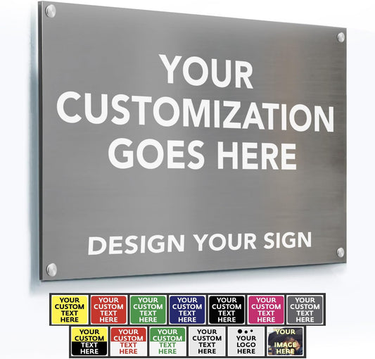 Custom Metal Signs, Personalized Aluminum, Customized Safety, Business Signs, Waterproof Outdoor, White Aluminum (Gray, 30x24 In)