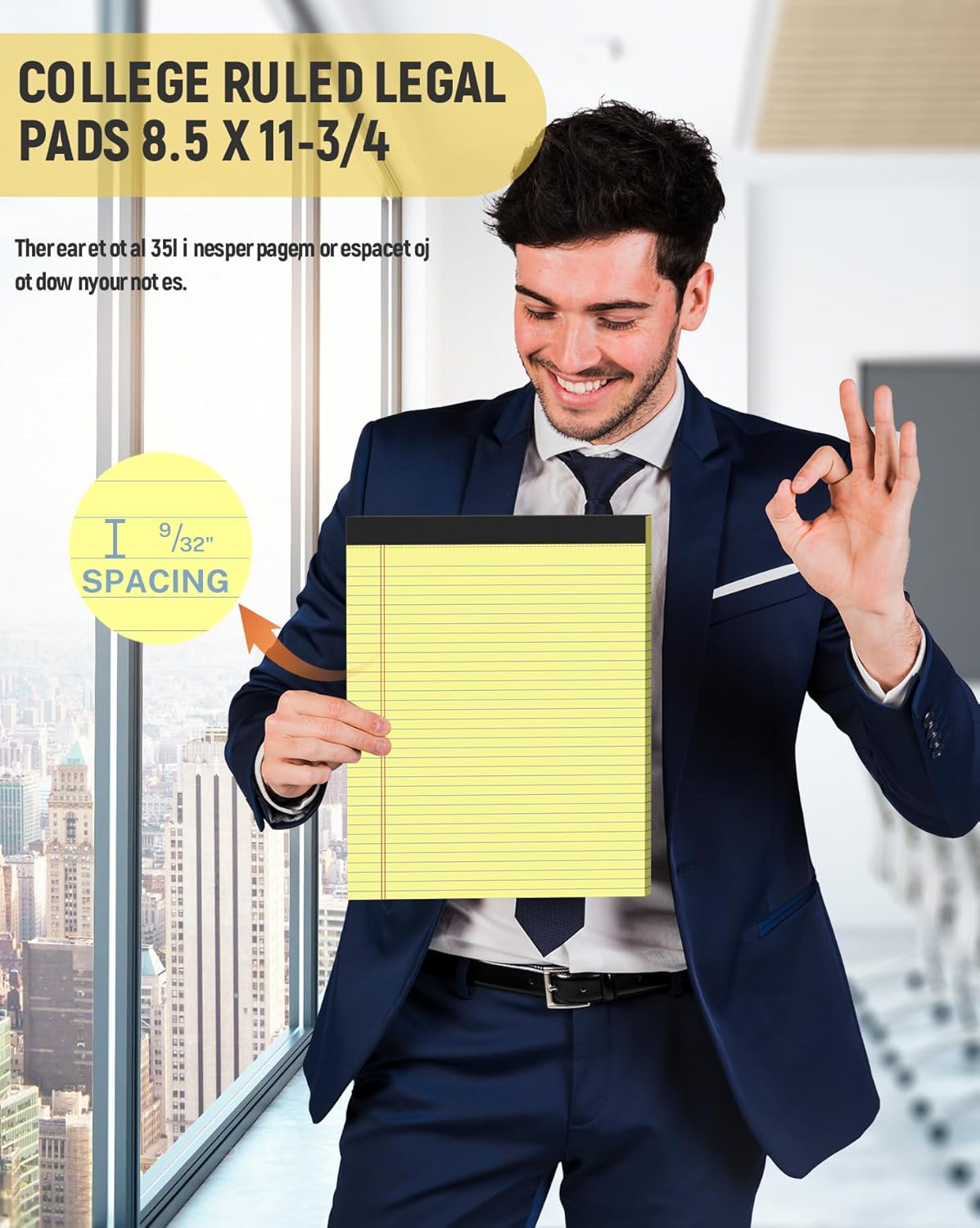 Legal Pads 8.5 x 11 College Ruled, 12 Pack Yellow Legal Note Pads 8.5 x 11 Perforated Paper Tablets 8-1/2 x 11 Narrow Ruled Writing Note Pads 30 Sheets Pads of Paper Notepads Yellow Notebook Notepad