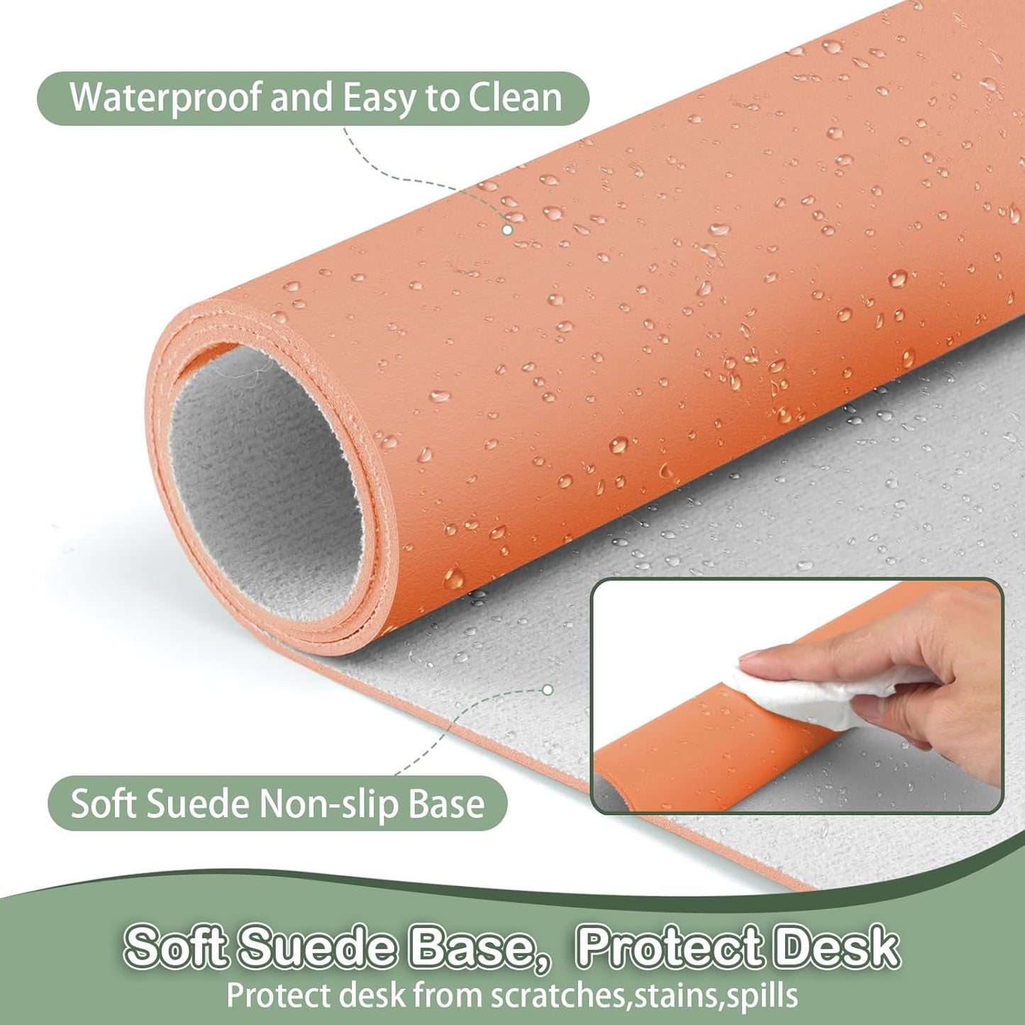 Boutilon Leather Desk Pad Protector,Non-Slip Mouse Pad,Laptop Desk Pad,Office Mouse Mat,Waterproof Leather Desk Blotter,Desk Writing Pad for Office and Home (XL-Orange Pink,35.4"x 15.7")