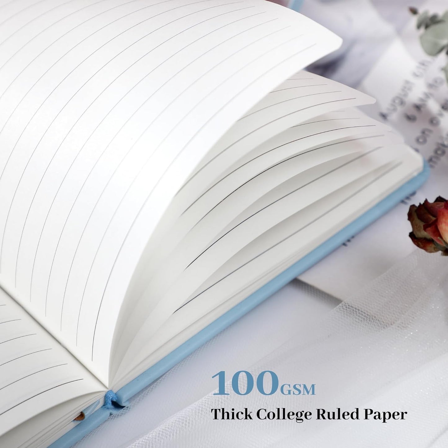 MINICAGIE 2 Pack Lined Journal Notebook for Women Cute Leather Journals for Writing Aesthetic Floral Diary 192 Pages A5 Hardcover Journaling Notebooks with Pen Loop, Blue, Pink