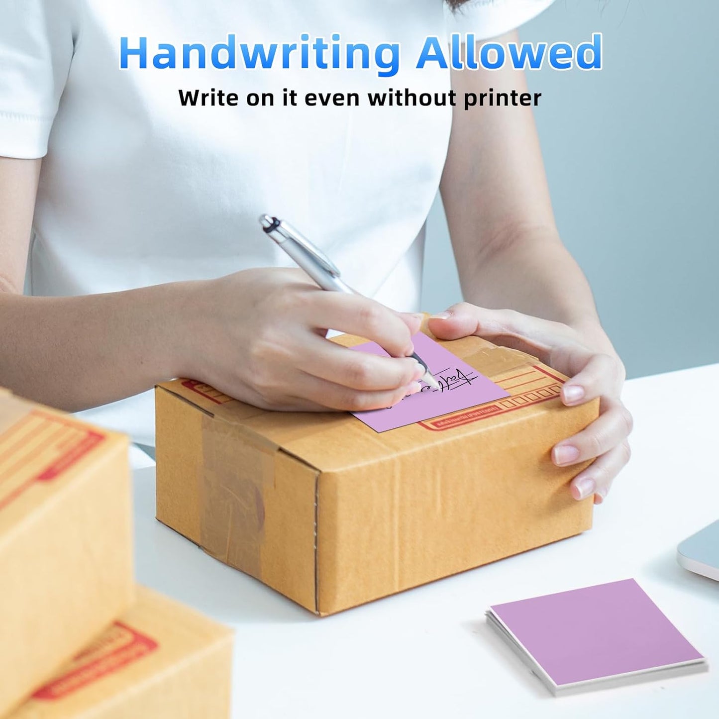 4x6 Thermal Labels, 1 Packs of 500 4x6 Fold Labels Purple - Compatible with JADENS, ASprink, Phomemo, Rollo, Zebra, Omezizy and Other Thermal Printers