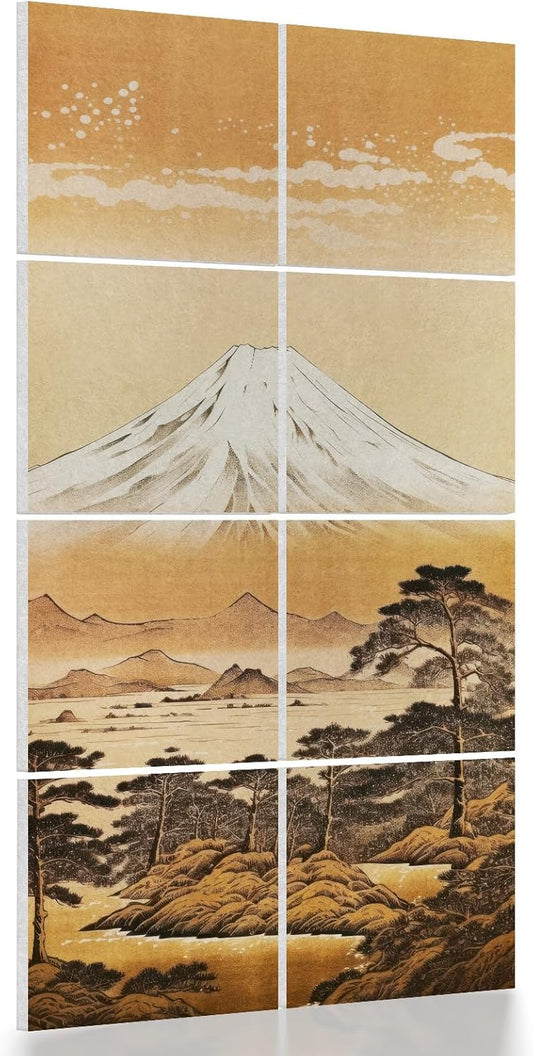 UMIACOUSTICS 8 Pcs 0.7Inch Thick Art Acoustic Panels, Total 47.2” x 23.6” Decorative Sound Absorbing Wall Panels for Home, Office, Hotel, Old-Traces Snowy-Peaks