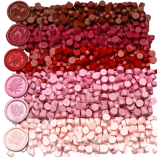 600pcs Red Wax Seal Beads,6 Assorted Color Sealing Beads Ideal for Wax Seal Stamp Wedding Letter Envelope Decor Wine Bottle Decoration (Red Series)