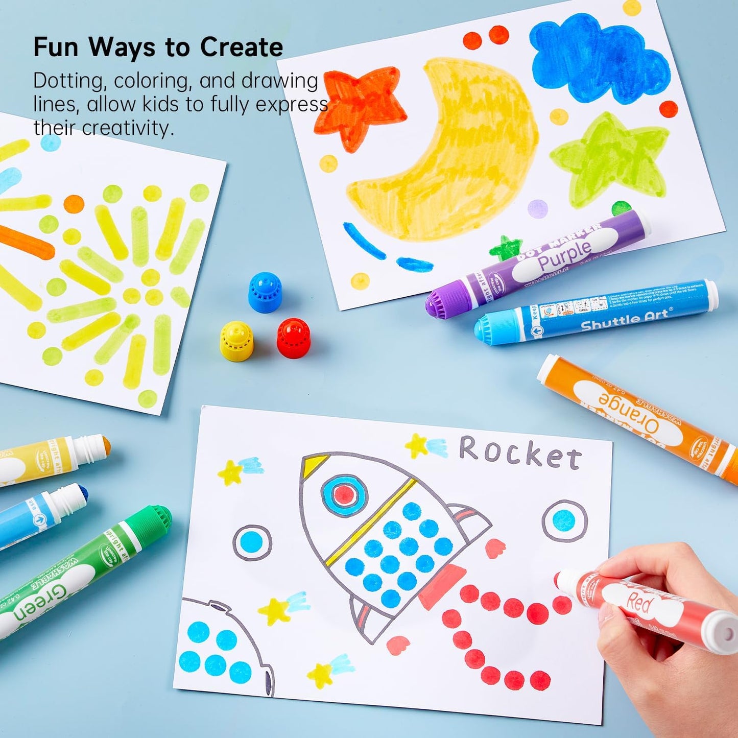 Shuttle Art Washable Dot Markers 26 Colors with Free Activity Book, Fun Art Supplies for Kids Toddlers and Preschoolers, Non Toxic Water-Based Paint Daubers, Dot Art Markers