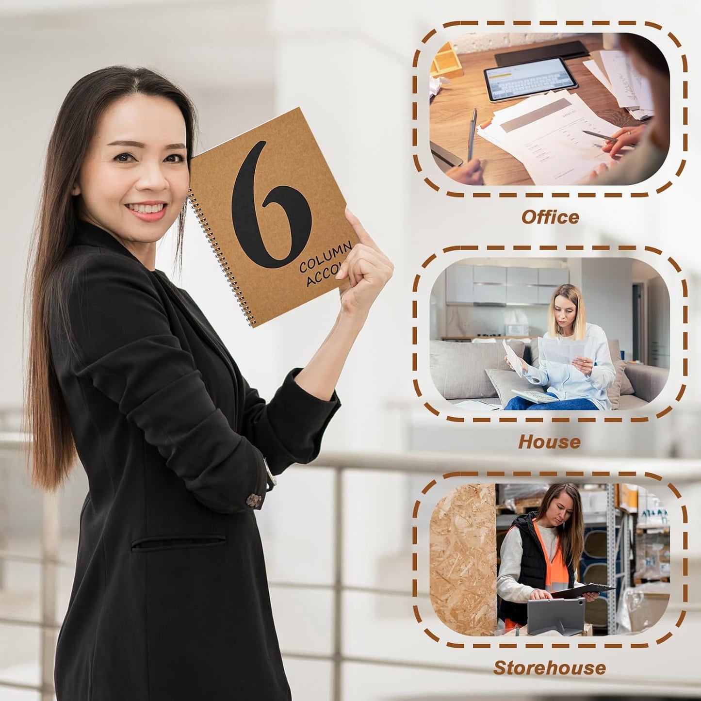 3 PCS 6 Column Ledger Book Columnar Pad Analysis Pad 6 Columns Accounting Logbook Columnar Pad Notebook Ledger Book Spiral 80g 100 Pages 8.5X11 Inch Accounting Notebook for Small Business Personal Use