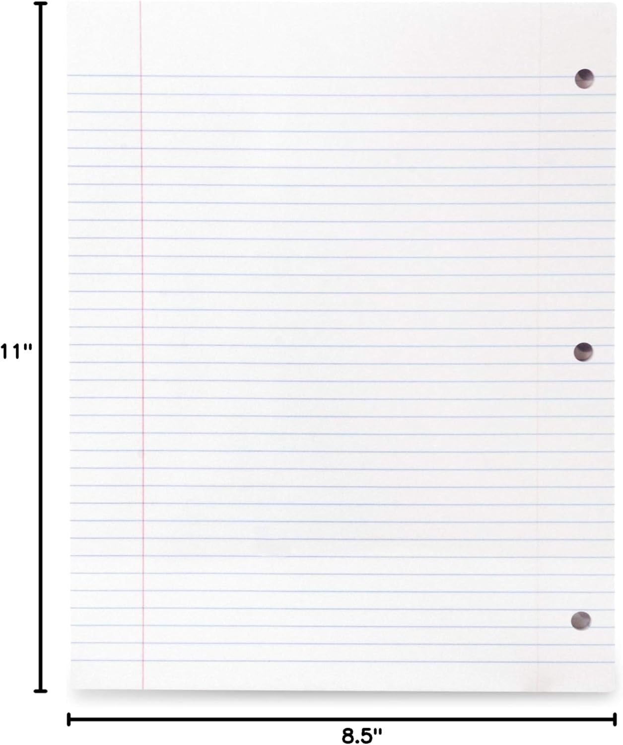 Mintra Office Filler Paper (College Ruled, 600 Sheets (6pks of 100)) - for 3-Ring Binder, Notepaper, Loose leaf filler paper, punched, bulk pack