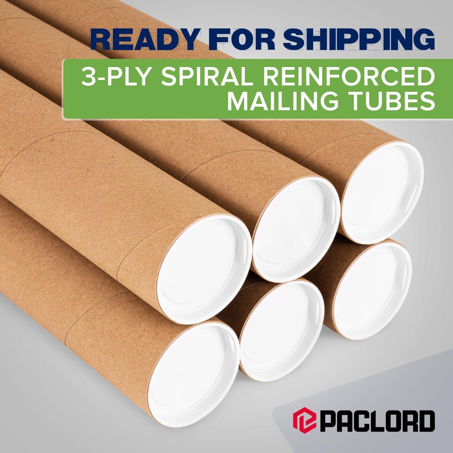 3" x 18" Reinforced Kraft Paper Mailing Tube, Pack of 2 Tubes with 4 Caps – Secure USPS Approved Poster Tube – Cardboard Tube for Shipping and Storing of Posters, Prints, Artwork, or Documents