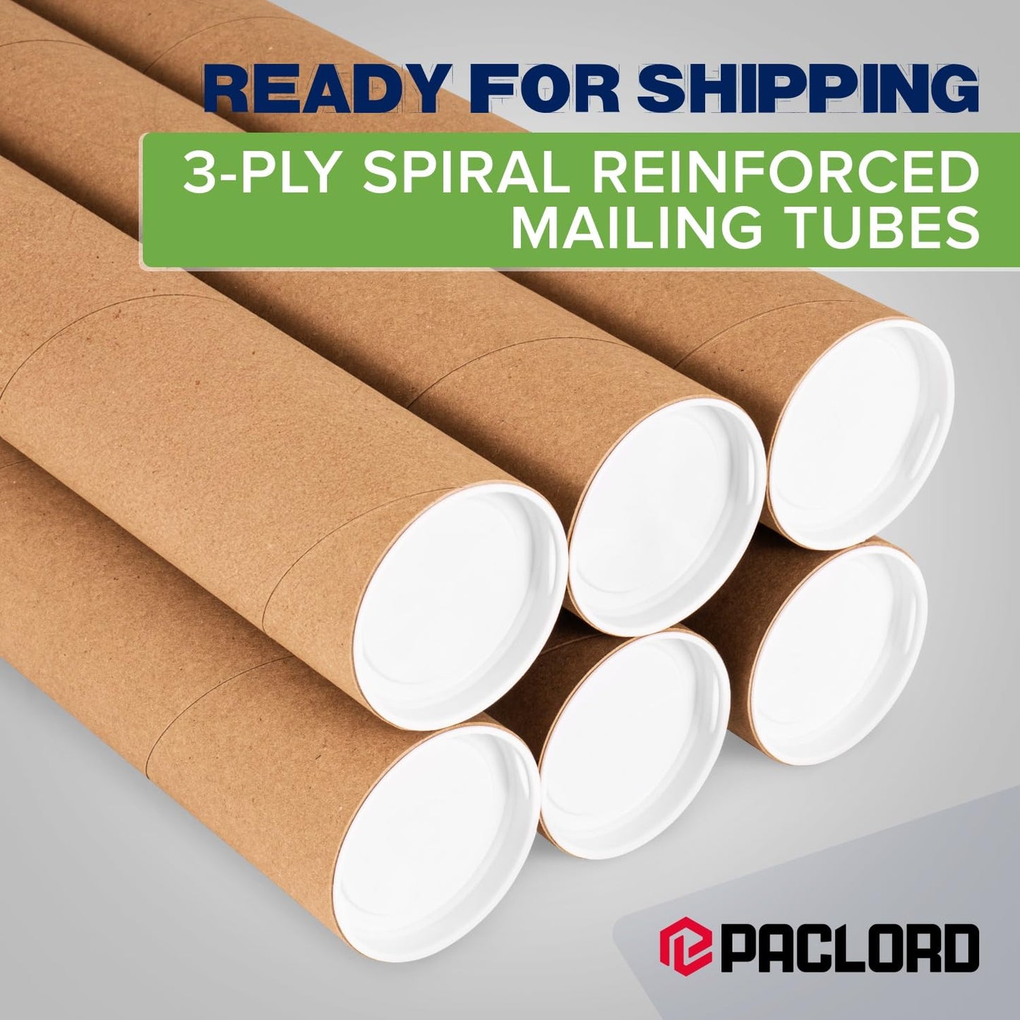 3" x 72" Reinforced Kraft Paper Mailing Tube, Pack of 4 Tubes with 8 Caps – Secure USPS Approved Poster Tube – Cardboard Tube for Shipping and Storing Posters, Prints, Artwork, or Documents