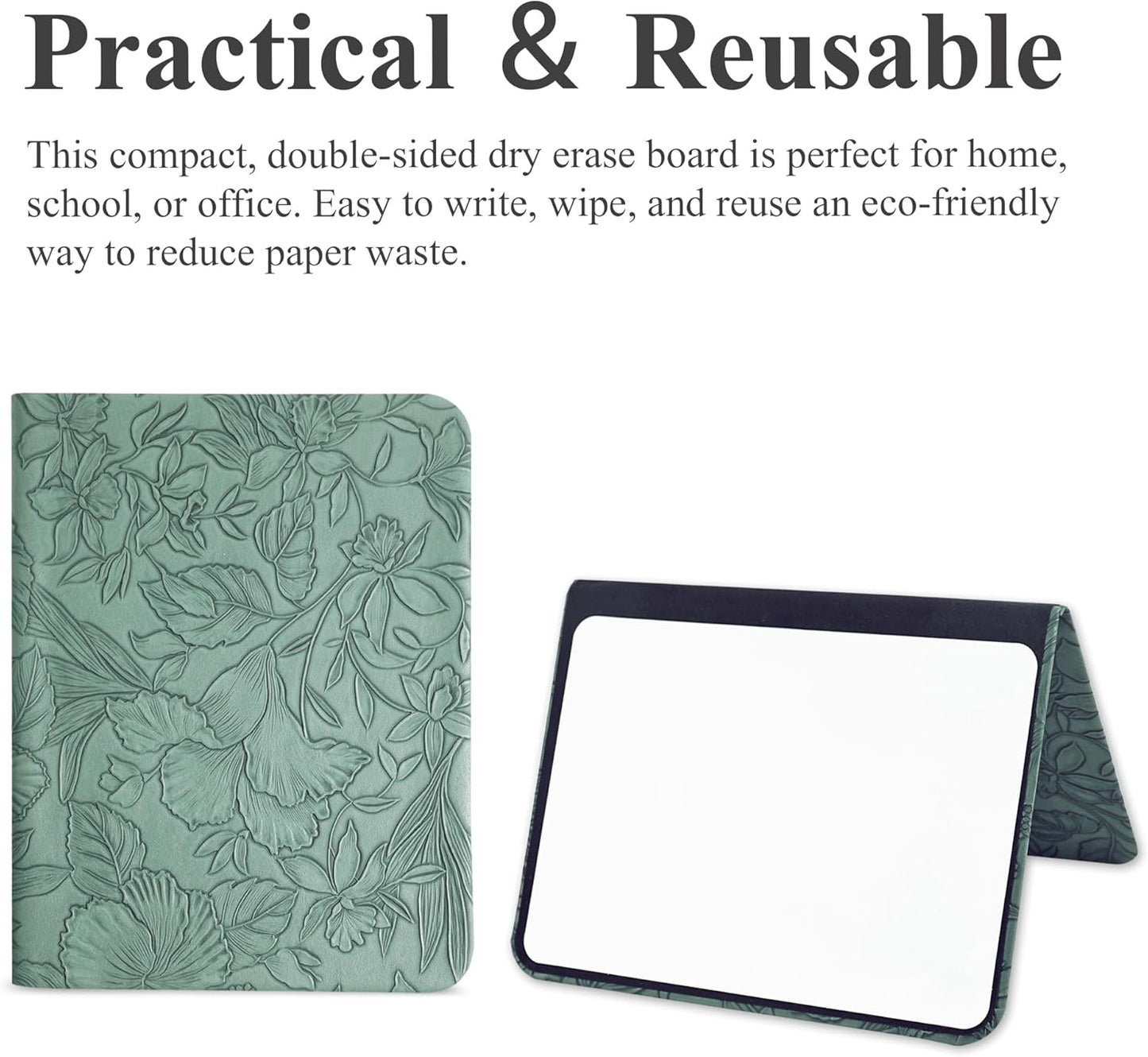 Portable Small White Board Dry Erase Board, Reusable 9.5 * 6.6in Notebook Memo, Office Home Supplies Desk Accessories(1-Carved Green)