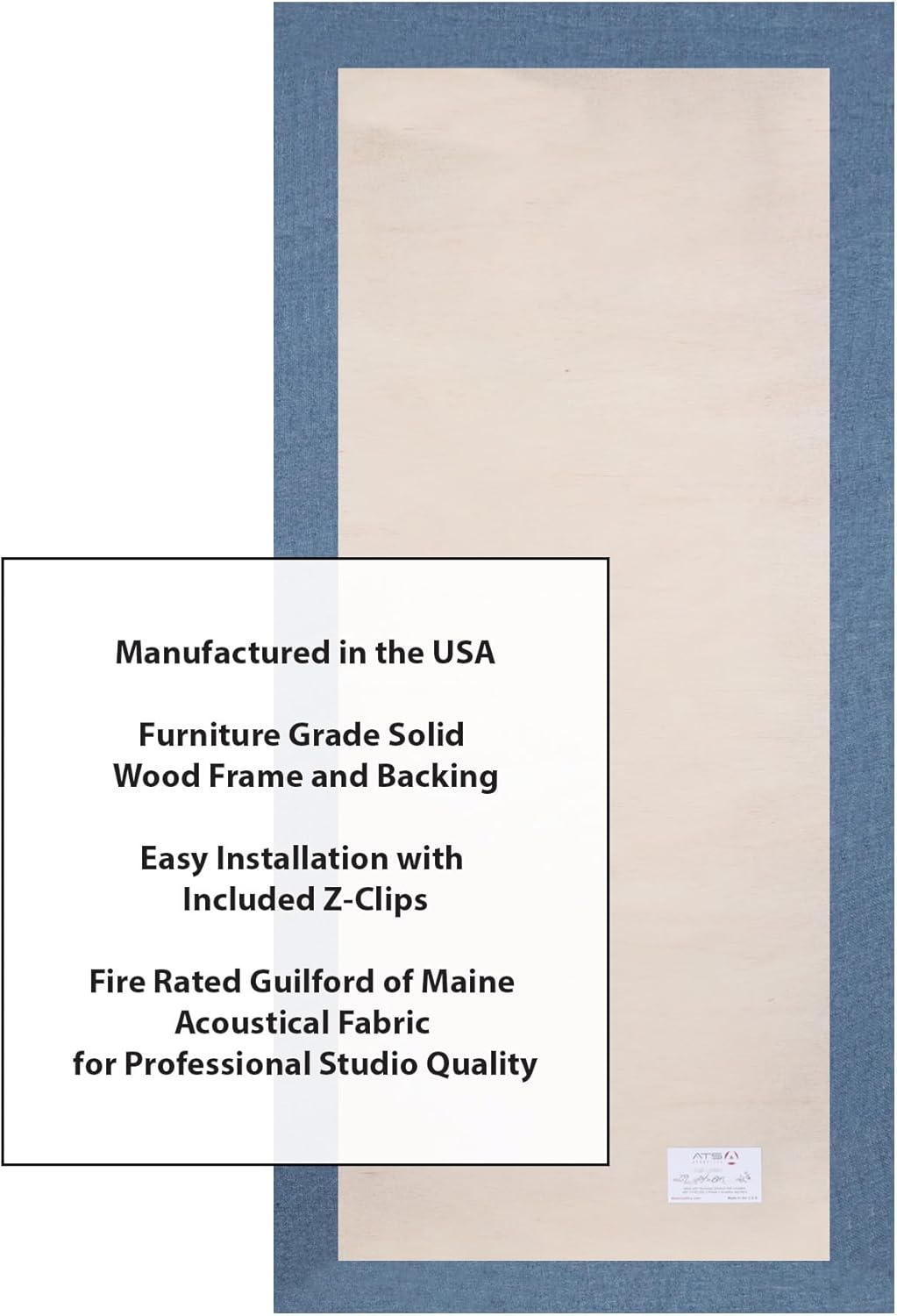 ATS Acoustics Sound Absorbing Acoustic Panel Fire Rated Professional Studio Quality 24" x 48" x 2" (Light Blue)
