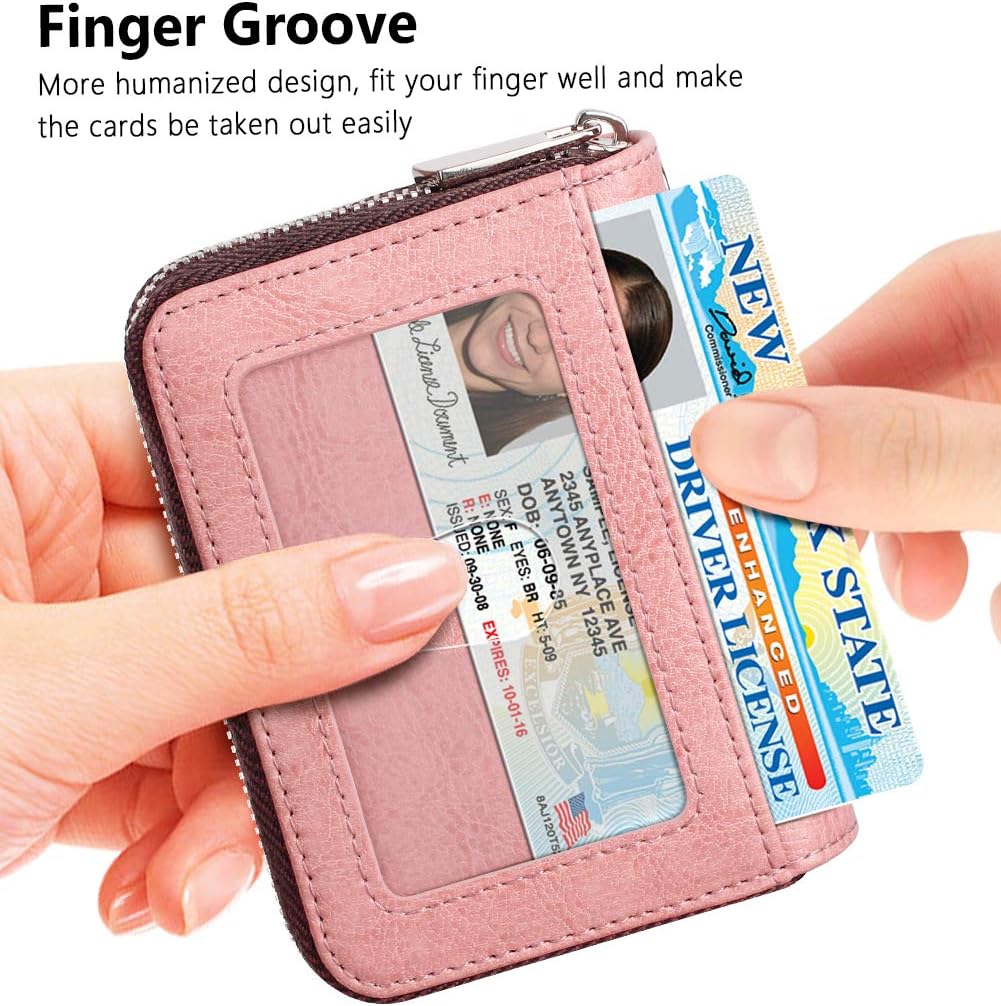 FurArt Zipper Wallet Women, RFID Blocking Credit Card Wallet, Business Card Holder, Compact Size KeyChain Wallet