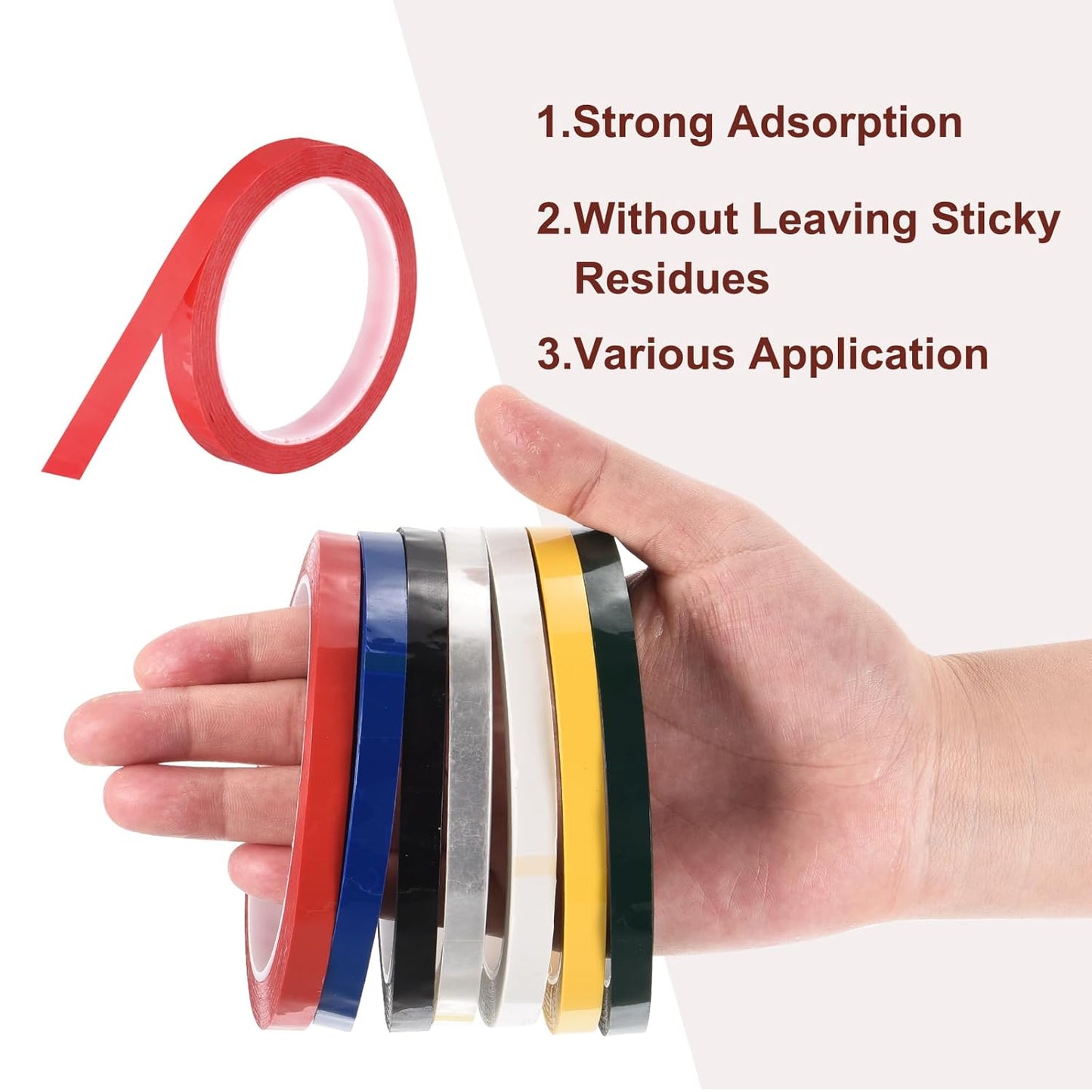 MECCANIXITY 10 Rolls Whiteboard Tape Graphic Chart Tape 12mm 54.7 Yard Art Tape Thin Self-Adhesive Pinstripe Tape Masking Tape for Gift Wrapping Craft Supplies, Red