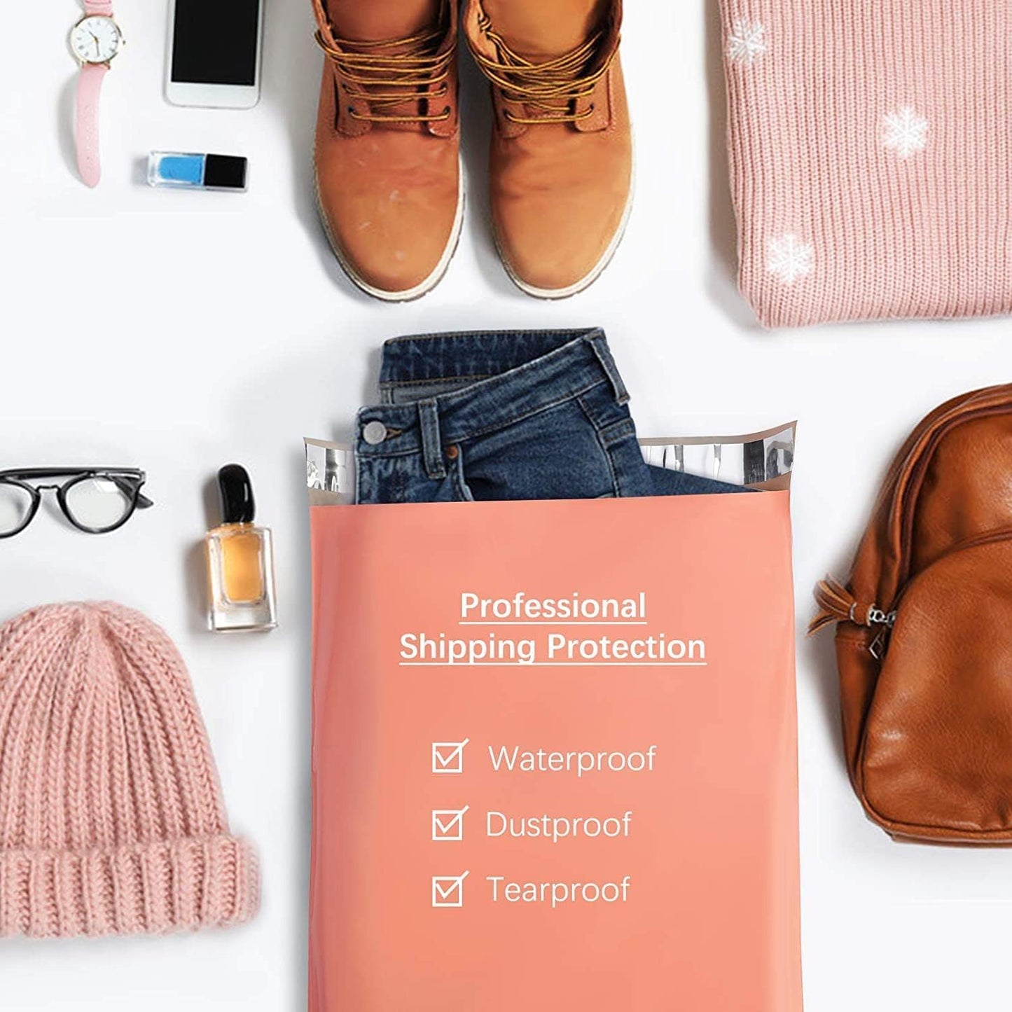 Metronic Poly Mailers 12X15.5 500Pack, Strong Adhesive Shipping Envelopes for Clothing, Waterproof Shipping Bags for Small Businesses, Flexible Mailers Poly Bags, Packages Bags Peach Pink