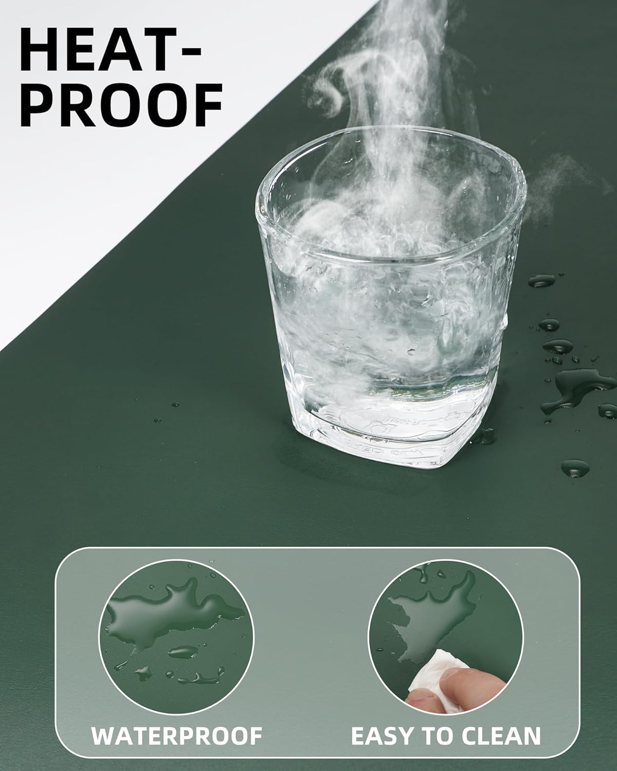 AFIING Leather Desk Pad Protector, Mouse Pad, Office Desk Mat, Non-Slip PU Leather Desk Blotter, Large Desk Mat, Waterproof Keyboard Mat for Office/Home/Decor (Dark Green, 48" x 17")