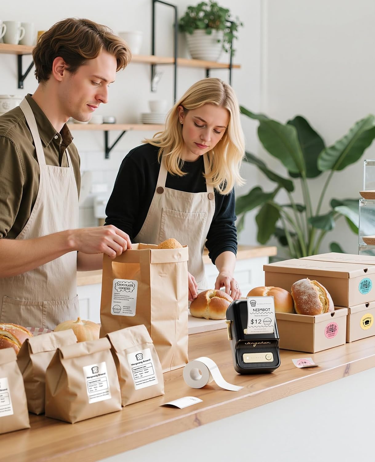 NIIMBOT B21 Label Printer,Bluetooth Thermal Label Maker,Ideal for Home Organization,Business,Ofice,50x30mm Label,230Pcs(Black)