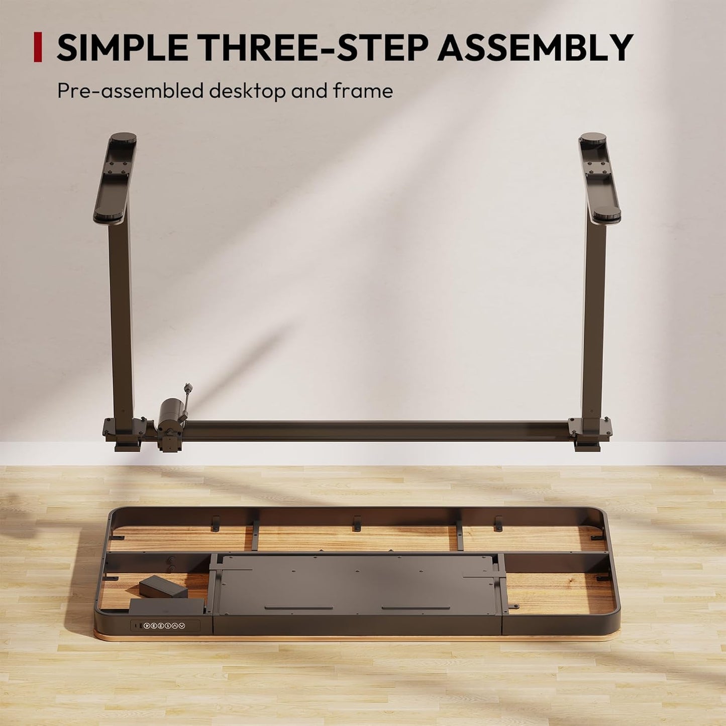 Standing Desk with Drawer, Electric Height Adjustable Home Office Desk with Storage & USB Ports, 48 inch Black Walnut Wood Tabletop/Black Frame