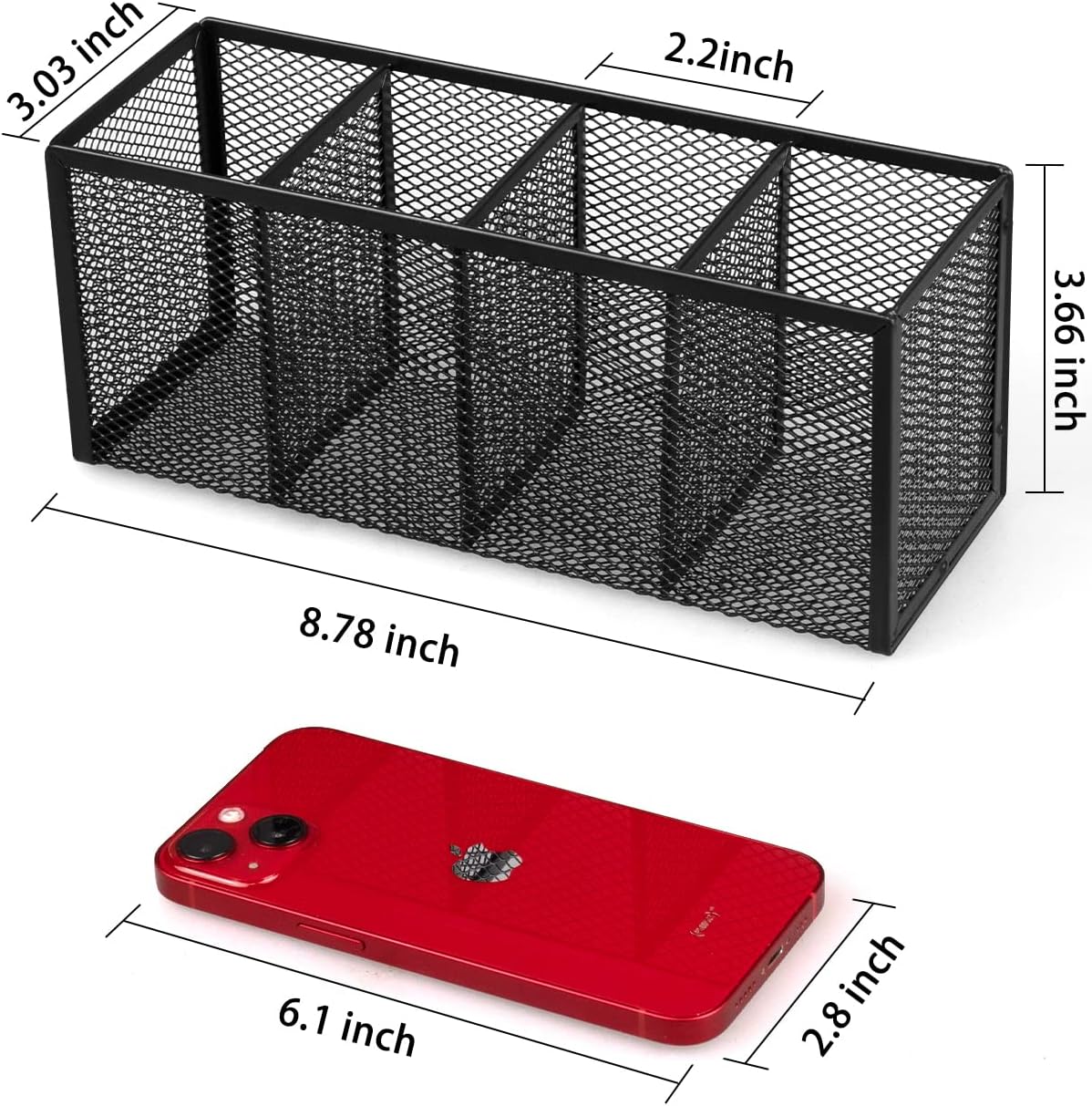 QYH Pencil Holder 4 Compartments,Metal Mesh Pen Storage Pencil Cup Makeup Brush Holder for Office Desk Accessories