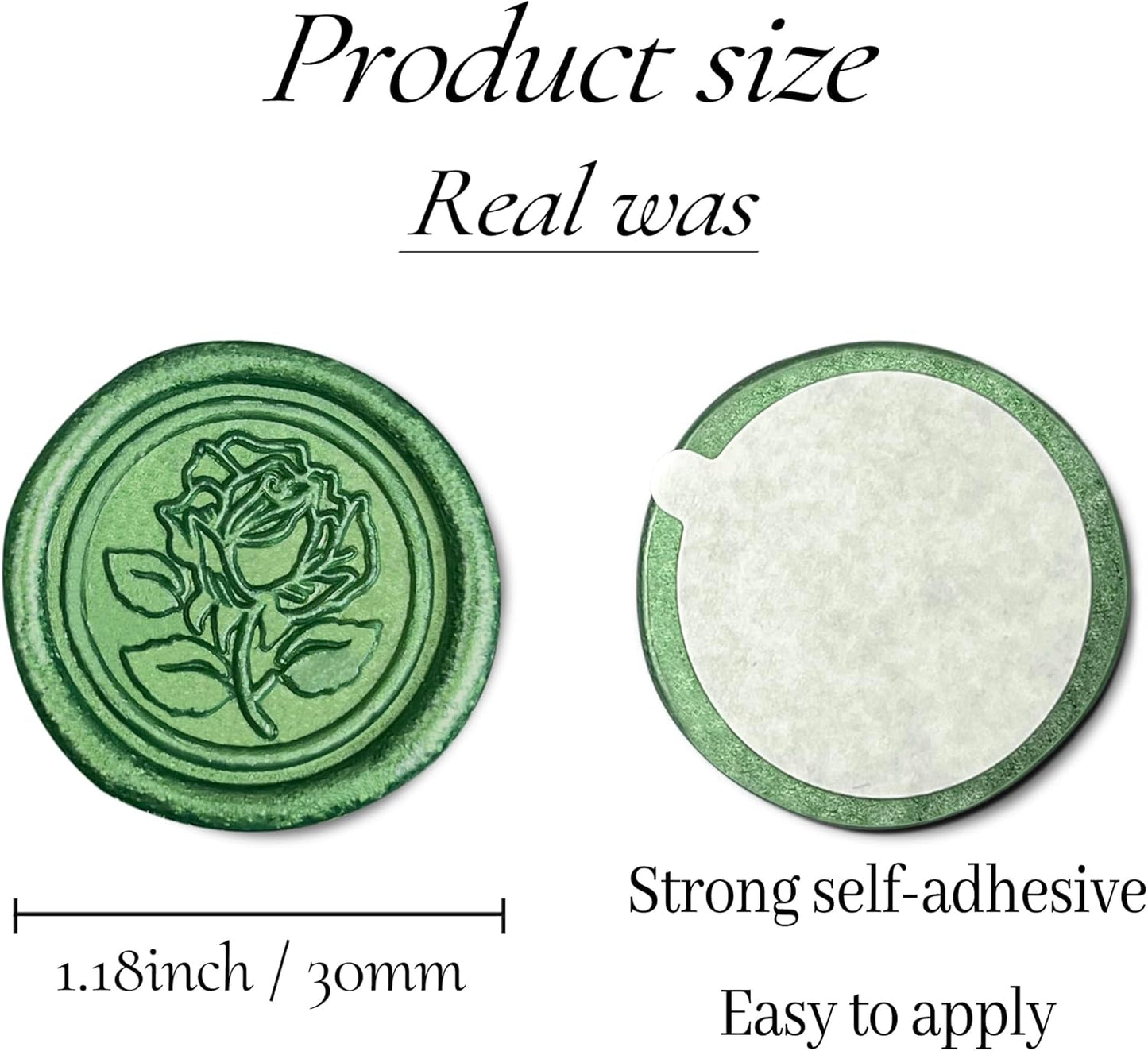 25Pcs Wax Seal Stickers Handmade Envelope Seals Self Adhesive Wax Stickers for Wedding Party Invitations, Envelope, Gift Wrap, Christmas(Rose Style, Green)