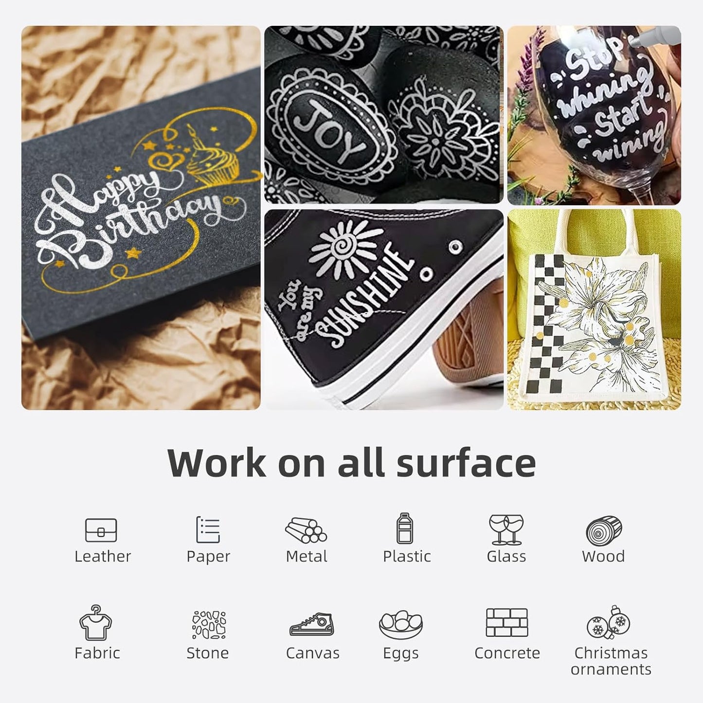 Silver Permanent Paint Markers, 2 Pack Opaque Metallic Paint Marker Pens for Art Projects, Rock Painting, Drawing, Wood, Glass, Ceramic, Plastic, Canvas, Mugs DIY Crafts (Silver,2 Pack)