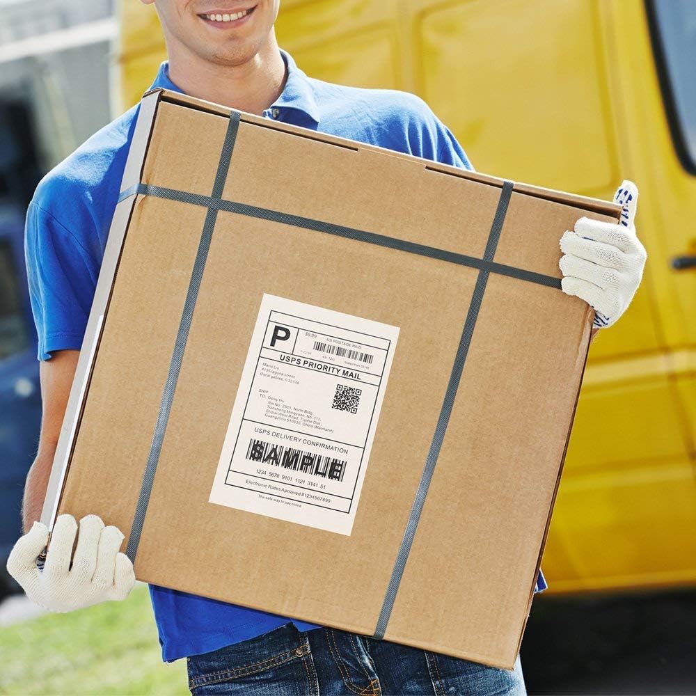 MFLABEL Fanfold 4" x 6" Direct Thermal Labels White Perforated Shipping Labels (30 Stacks)