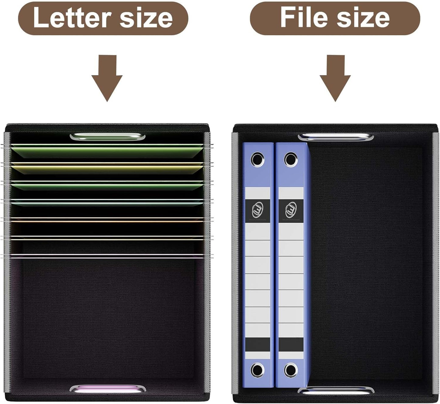 Huolewa Portable Leather File Organizer Boxes with Lids, Office Document Boxes Organizer, Filing Boxes, Decorative Small File Boxes for Hanging Files with Plastic Slide for Office/Decor/Home