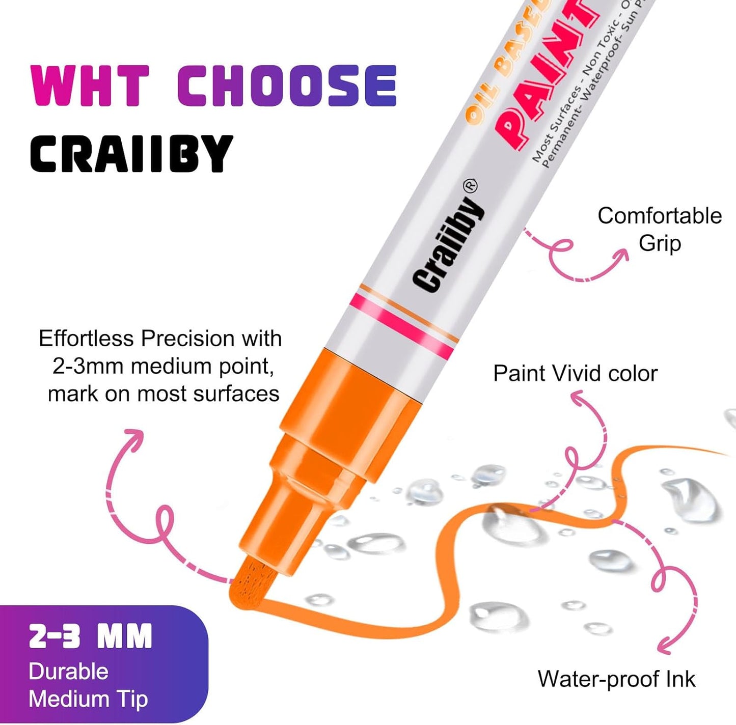 Yellow Paint Markers, 3 Pack Oil-Based Waterproof Quick Dry Permanent Paint Pen Set for Rocks Painting, Wood, Fabric, Plastic, Canvas, Glass, Mugs, Metal, Tire, Stone, DIY Craft