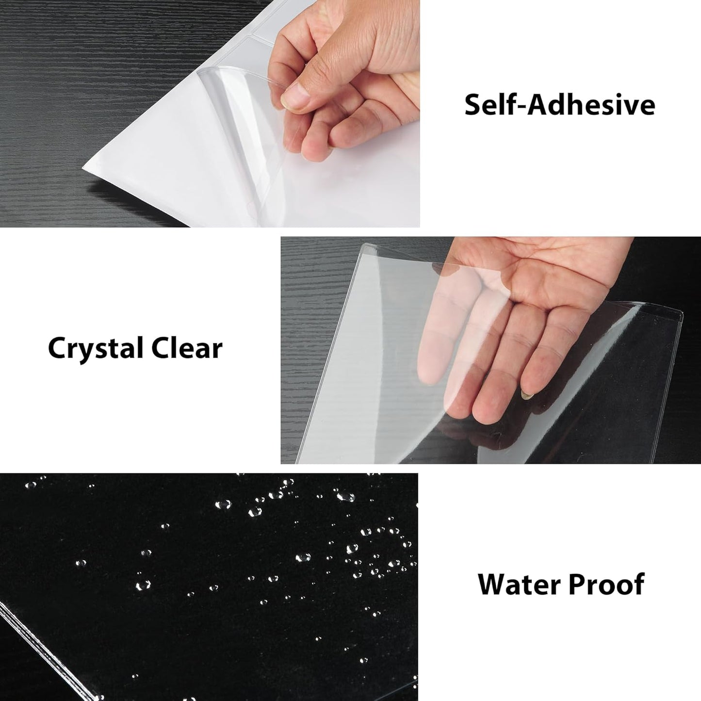 TOTiyea 50 Pack Clear Adhesive Pockets for Index Card Sleeves and Planners, Top Loading, Plastic Label Holder for Note Cards (5x7 Inches)