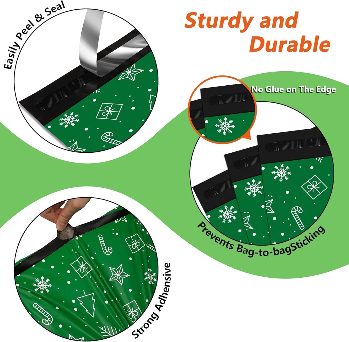 Poly Mailers 6x9 Inch 100 Pcs - Christmas printed Shipping Bags, 2.4mil Thickness, Waterproof and Tear Resistant Mailing Envelopes, Self-Sealing Packaging Bags for Small Business