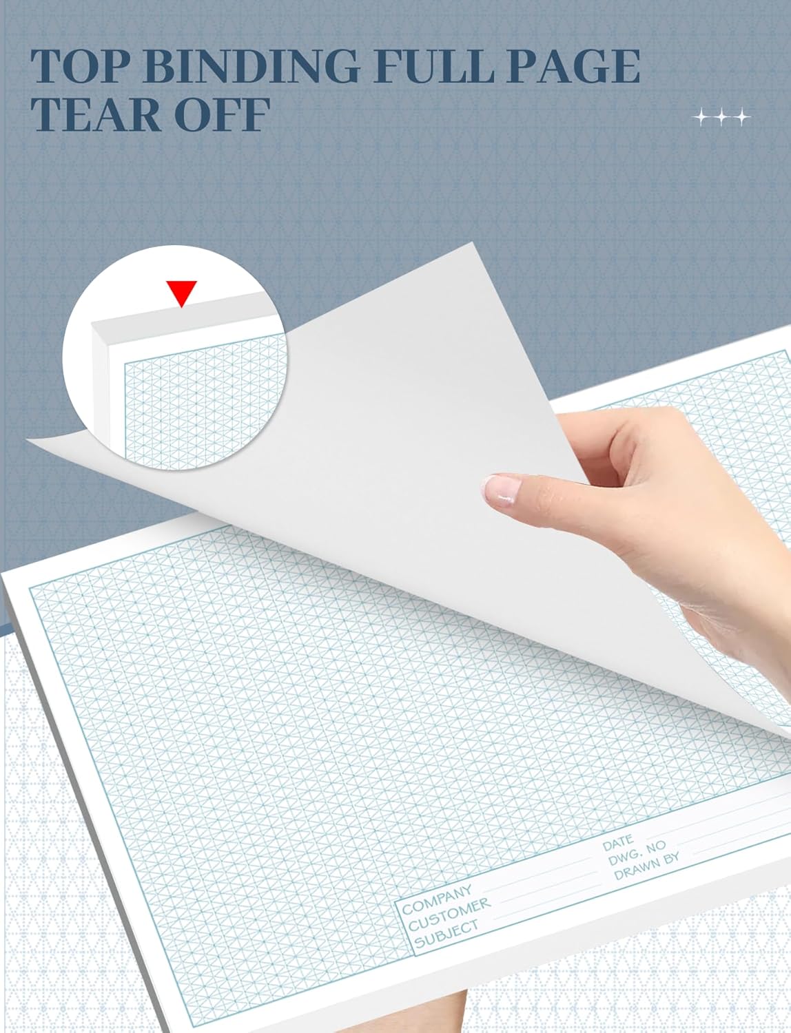 Isometric Graph Paper 11x17, 50 Sheets Large Graph Paper Pads, Top Landscape Glue Binding Blueprint Engineering Paper, Isometric Grid Paper 11x17 for Drafting, Architecture, Engineering and 3D Design