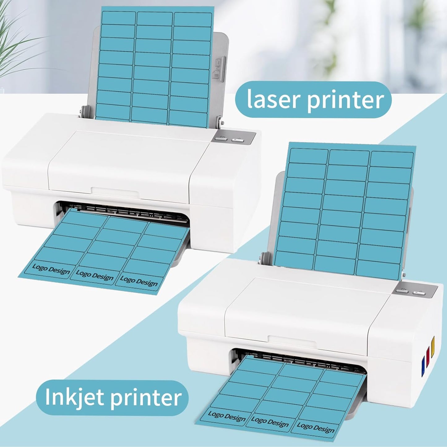 -1" x 2-5/8" Address Labels- Neon Color Stickers for Laser/Inkjet Printer mailing Labels 8.5"×11"-Lake Blue