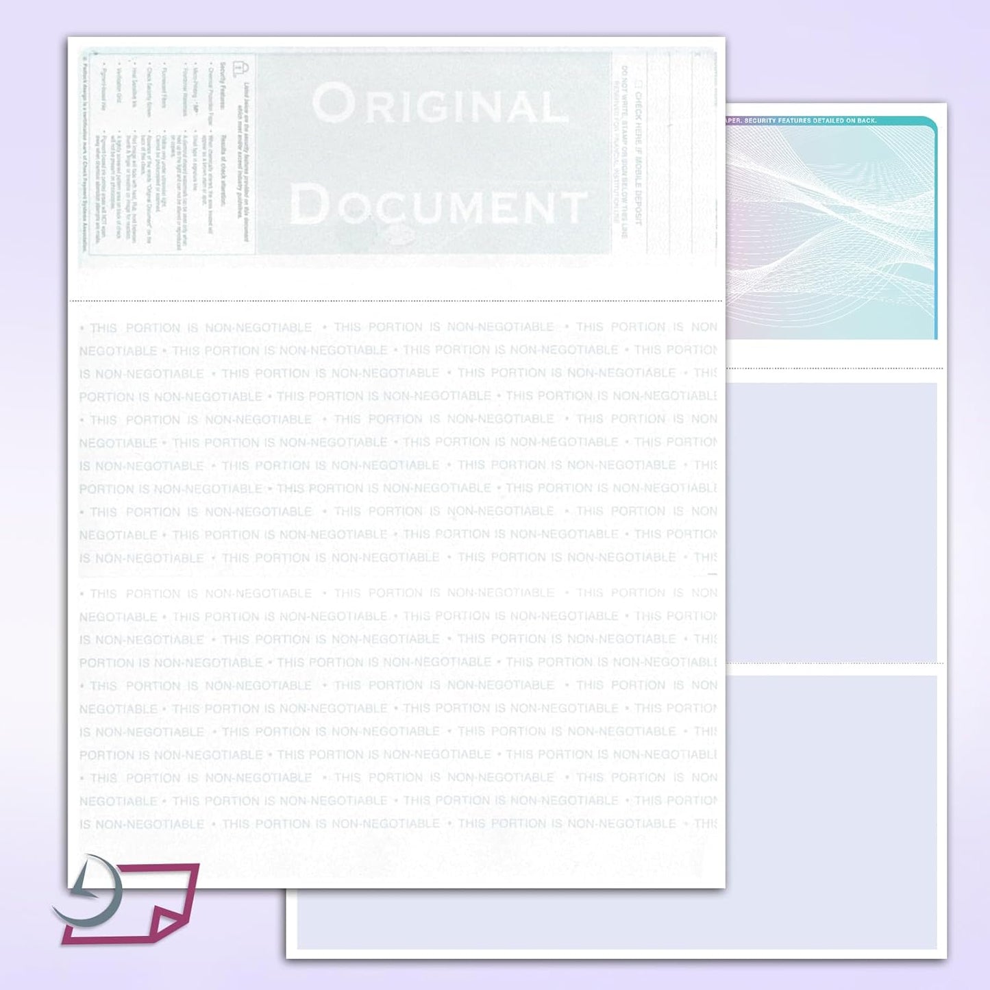 NextDayLabels - Blank Hologram Premium Laser Computer Checks, High-Security Check Paper with 3 Colors: Blue, Red, and Green. Check on top with Perforated vouchers. (Pack of 500 Checks)