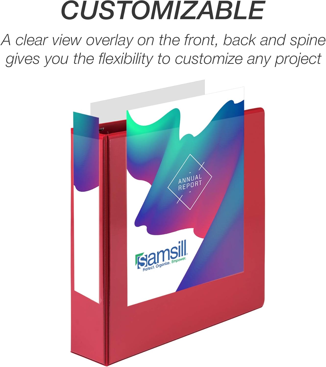 Samsill 2 Inch 3 Ring Binders, Made in USA, Economy Round Ring, Clear View Cover, 425 Sheet Capacity - for School, Home, Office - Red, 12 Pack