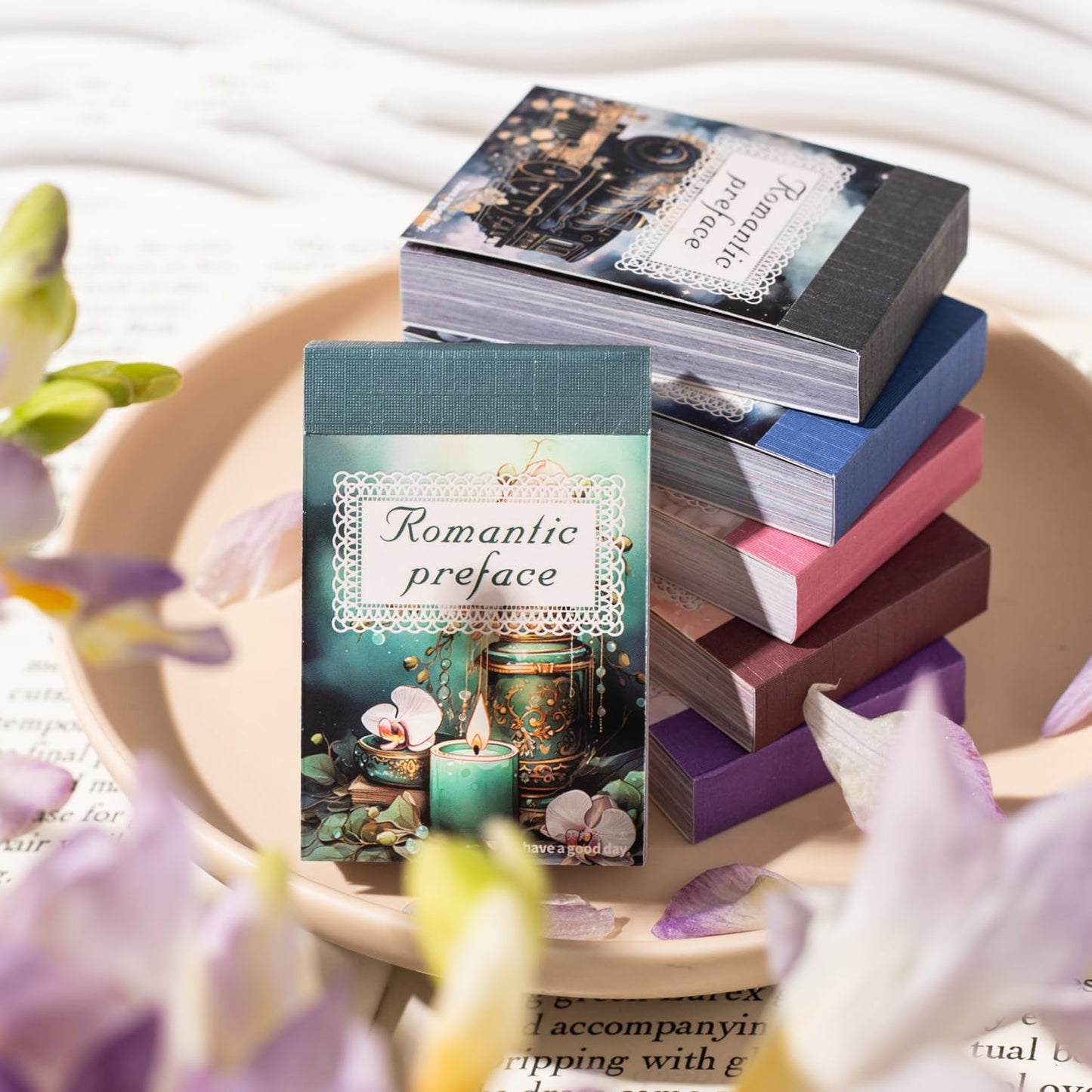 6Pcs Vintage Washi Sticker Book Set, Scrapbook Supplies for Junk Journals, DIY Crafts, and Aesthetic Decorations, with Storage Organizer