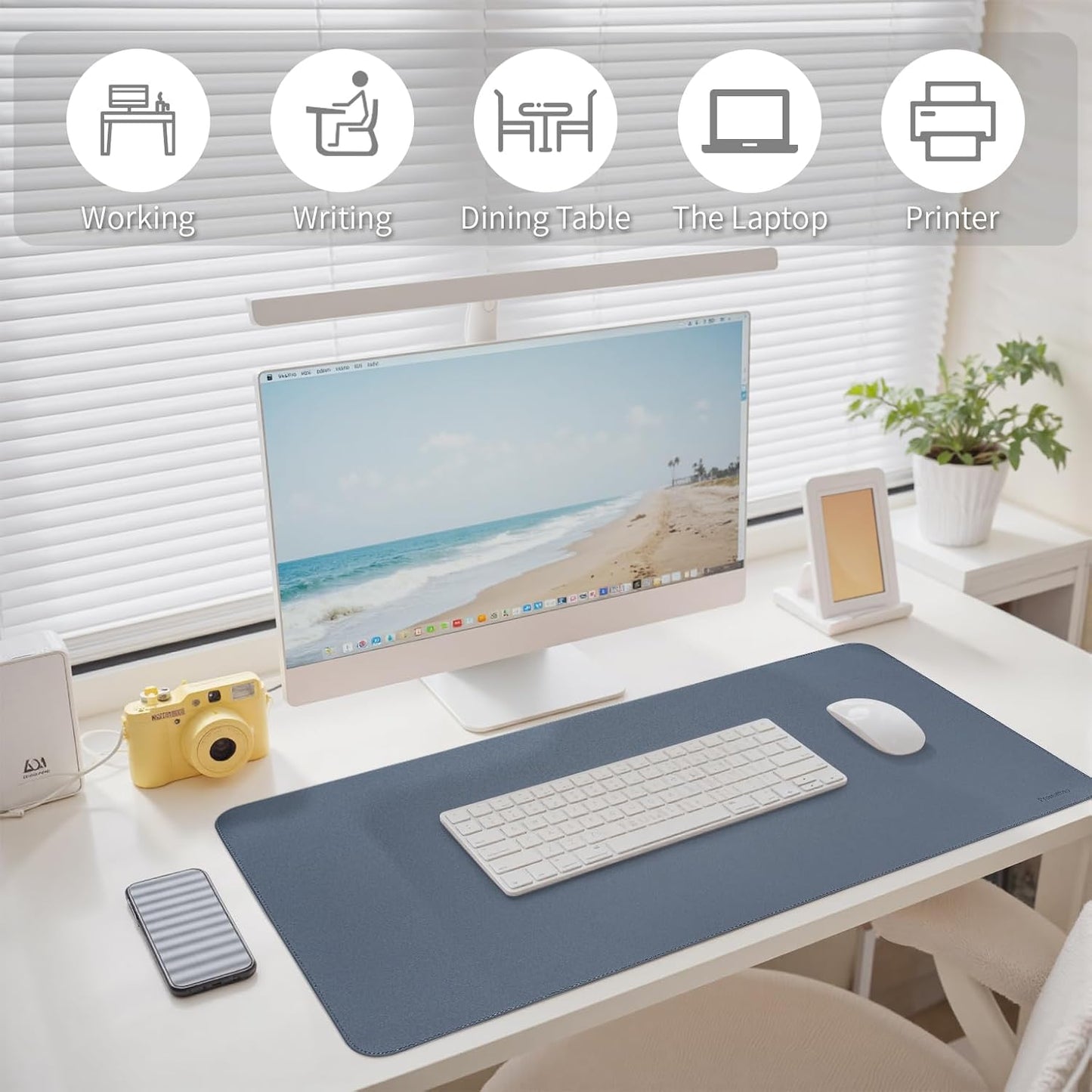 Oversized Non-Slip Desk Pad Protector – Grips Desk Firmly, Anti-Slip Like You've Never Seen! Vegan Leather Waterproof Laptop Mat for Keyboard & Mouse – Large Office Pad– Dusk Navy