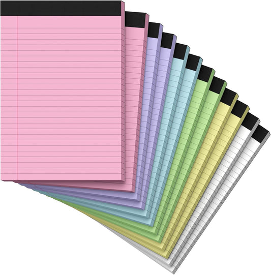 8.5 x 11 Legal Pads, Colored Legal Pads, Wide Ruled, 12 Pack Note Pads 8.5 x 11, Multicolor Perforated Note Pads with Sturdy White Back, Writing Pad,30 Sheets Per Notepad for School, Home, Office