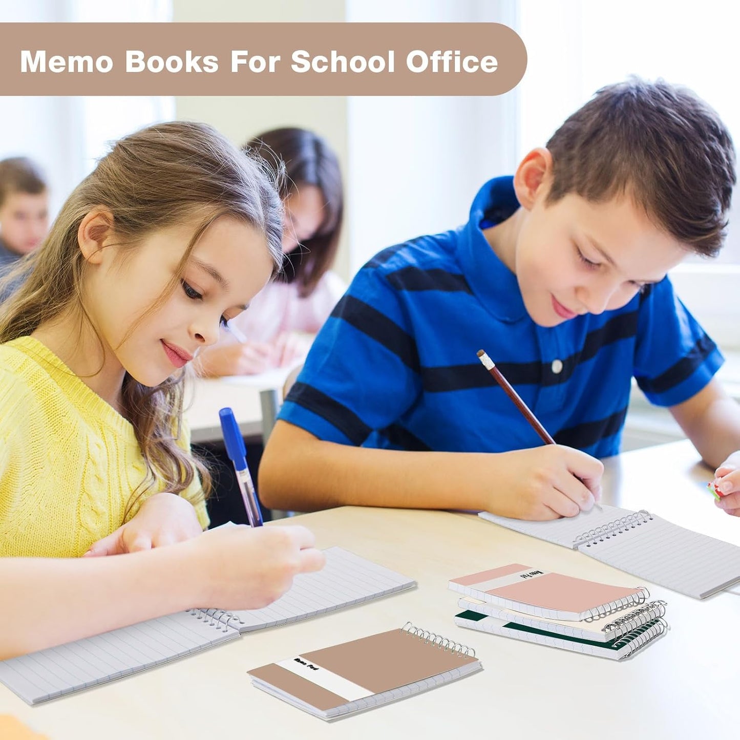 Thenshop 100 Pads Spiral Memo Pads Bulk 3 x 5 Inch Small Pocket Notepad Top Bound Lined 60 Sheets Mini Notebooks for School College Office Home Supplies (Mixed Colors)