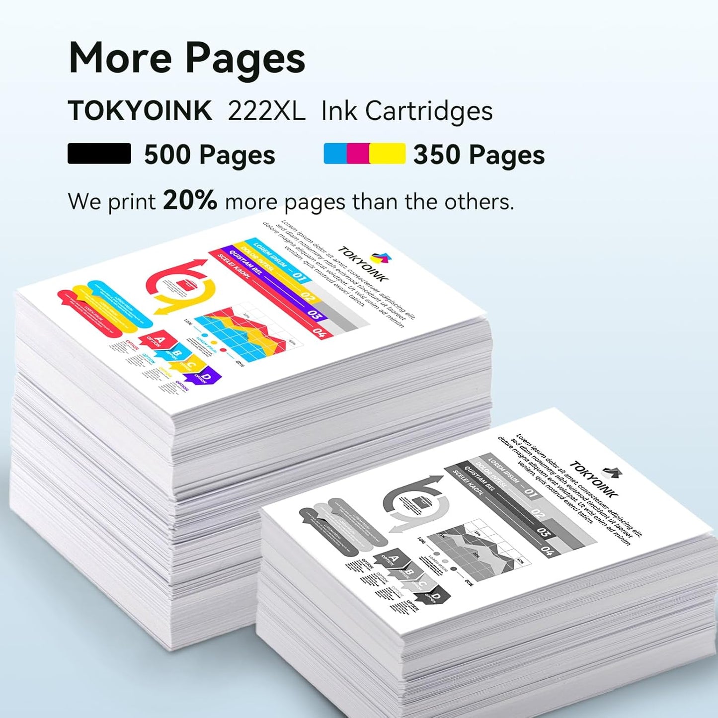 TOKYOINK 222XL Ink Cartridges Combo Pack Remanufactured Replacement for 222 Ink Cartridge 222 XL for Printer XP-5200 WF-2960 Printer Ink (Black, Cyan, Magenta, Yellow 4 Pack)