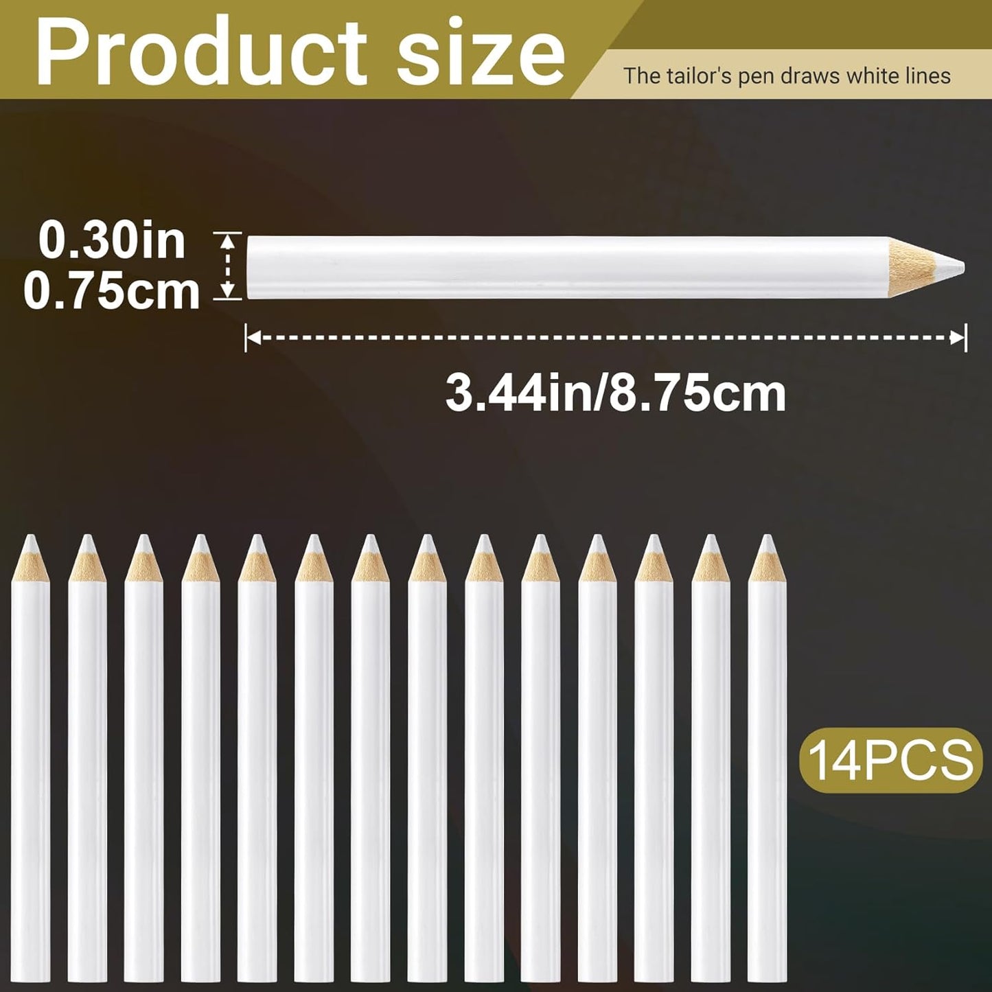 14PCS Fabric Pencils for Sewing, White Water Soluble Sewing Fabrics Maker, Tailors Chalk for Cloth Wipe Quilting, Fabric Pencil for Dressmakers DIY Crafts (8.75 cm)