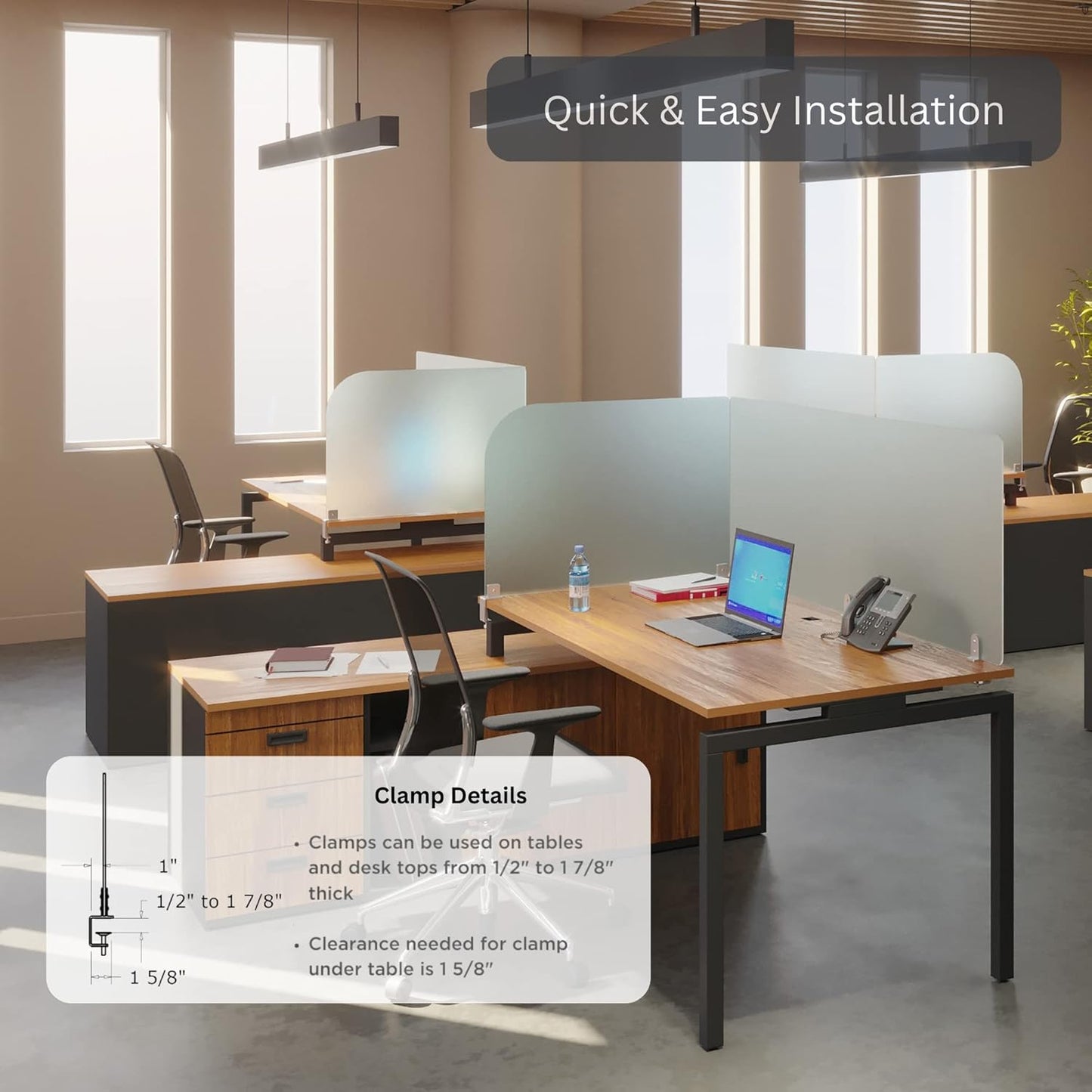 VaRoom Studio Wing Desktop Privacy Panel – Frosted Acrylic Clamp-on Desk Divider –23” W x 18”H Partition