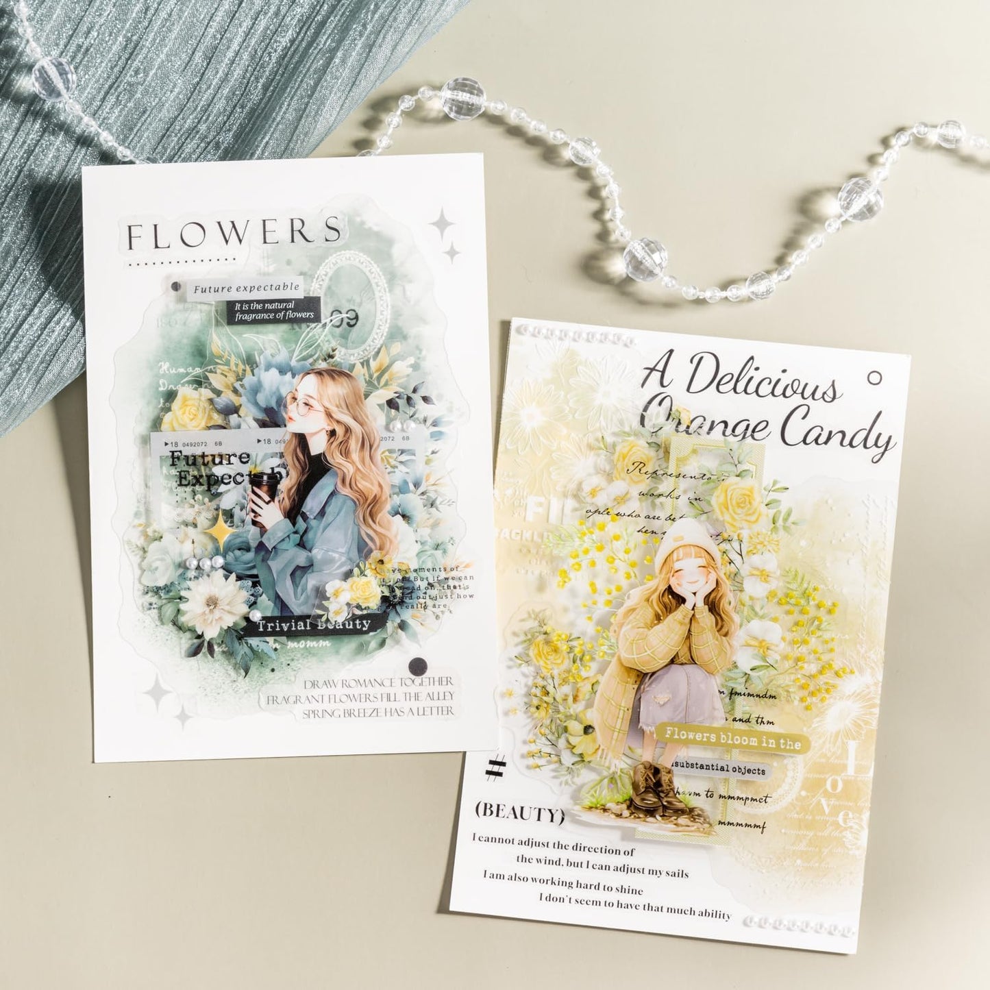 Lace PET Stickers, 60 PCS Vintage Ephemera for Scrapbooking, Journaling, Crafting, DIY Projects, and Art Supplies