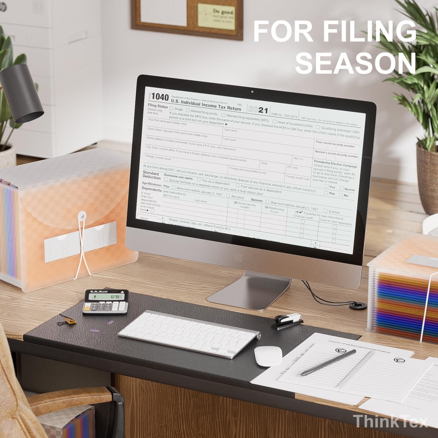 ThinkTex Accordian File Organizer, 26 Pockets Expanding File Folders, Monthly Bill Receipt Documents Organizer, A-Z Colorful Tabs, Letter/A4 Size -Orange